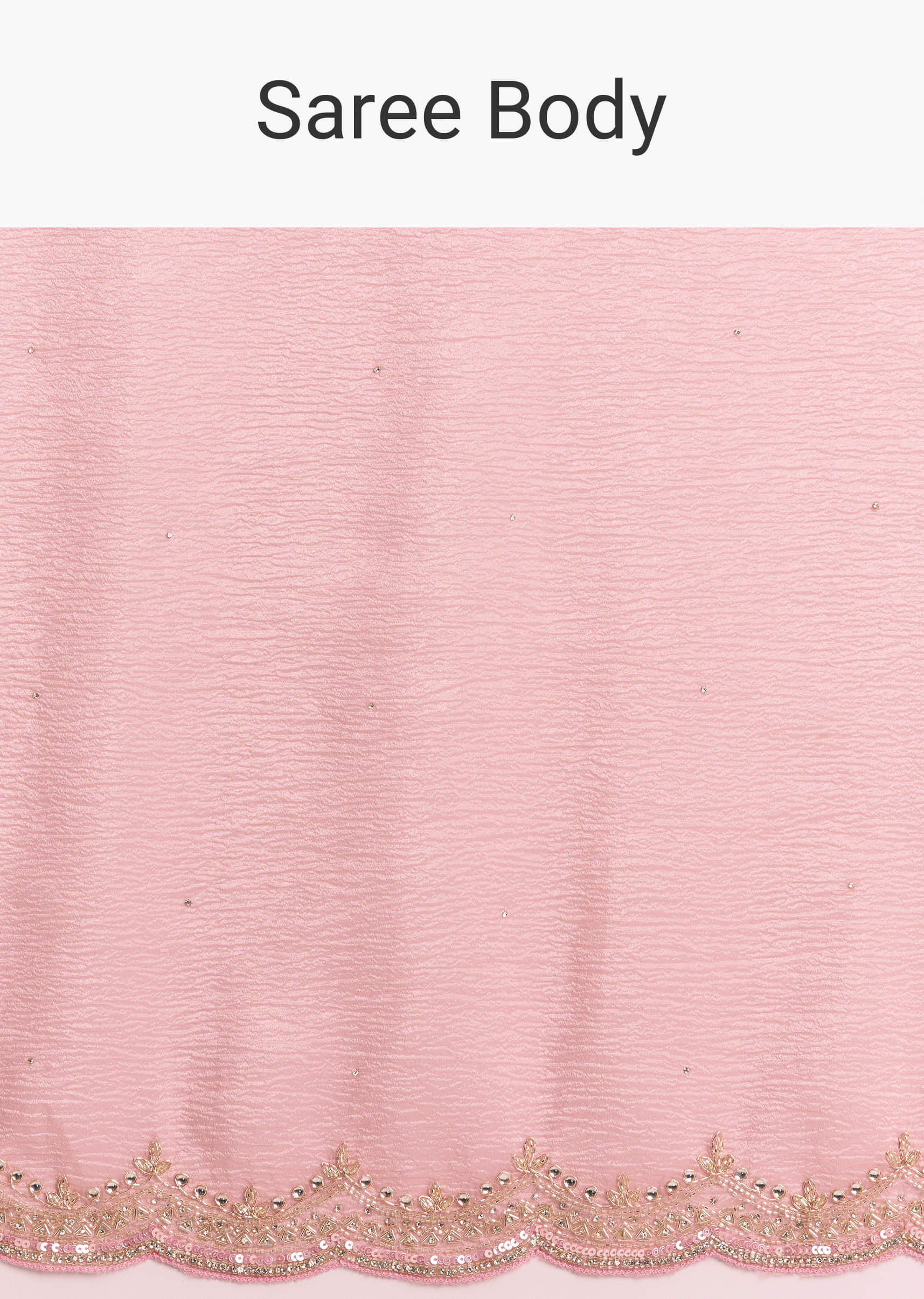 Peach Crush Tissue Saree With Scallop Border Embroidery