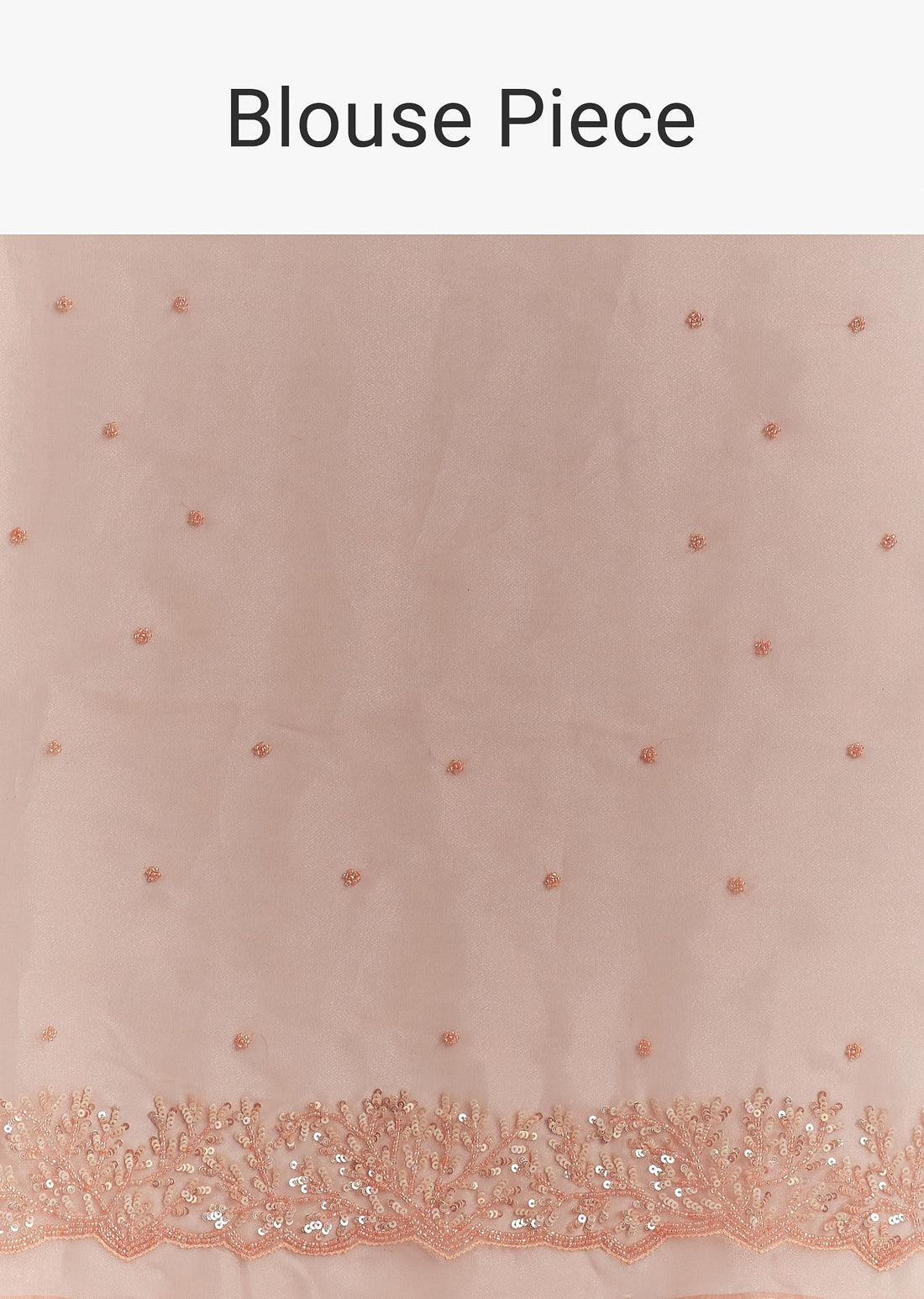 Peach Embroidered Organza Saree With Cutwork Scallop Border