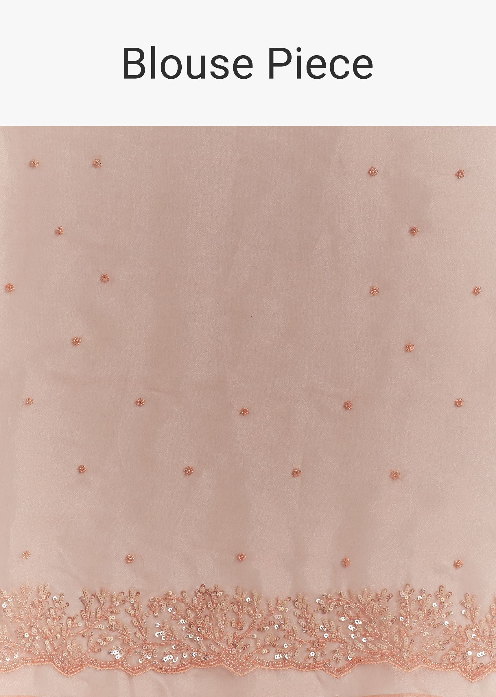 Peach Embroidered Organza Saree With Cutwork Scallop Border