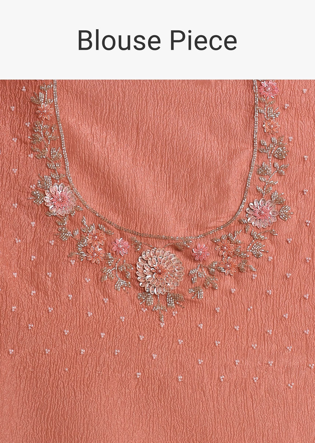 Peach Crushed Tissue Saree With Cutdana And Sequins Jaal Work