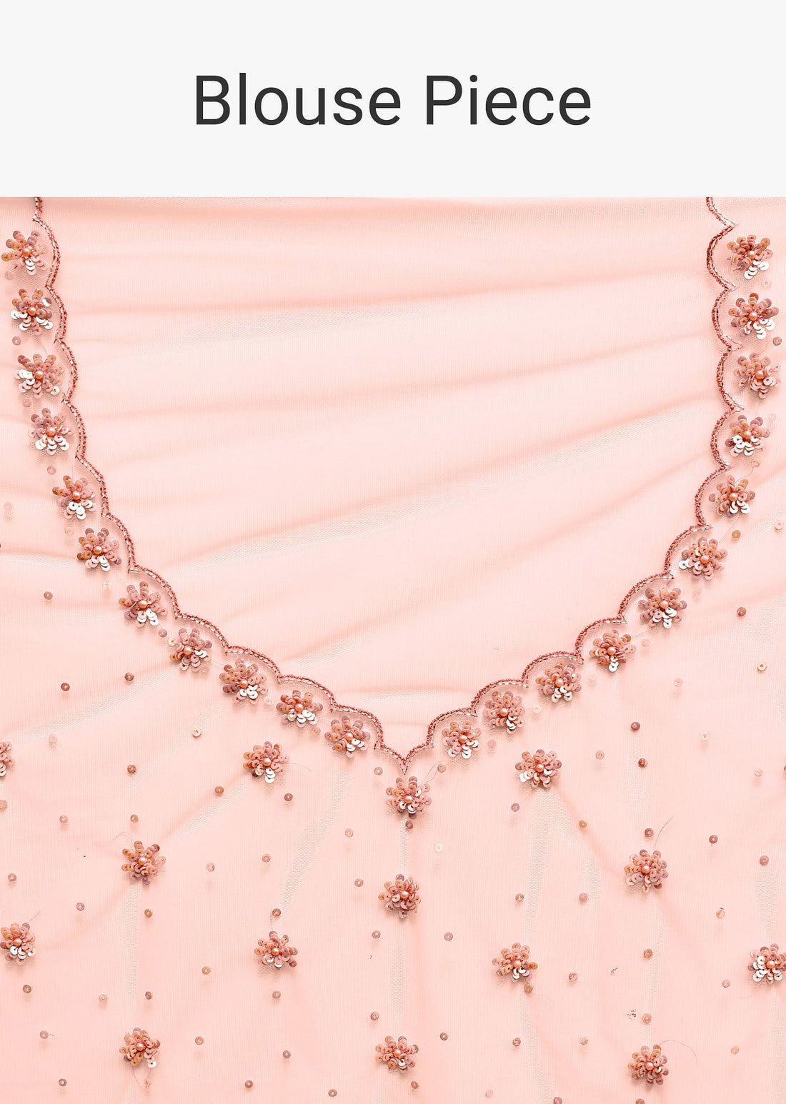 Powder Pink Embroidered Net Saree With Unstitched Blouse