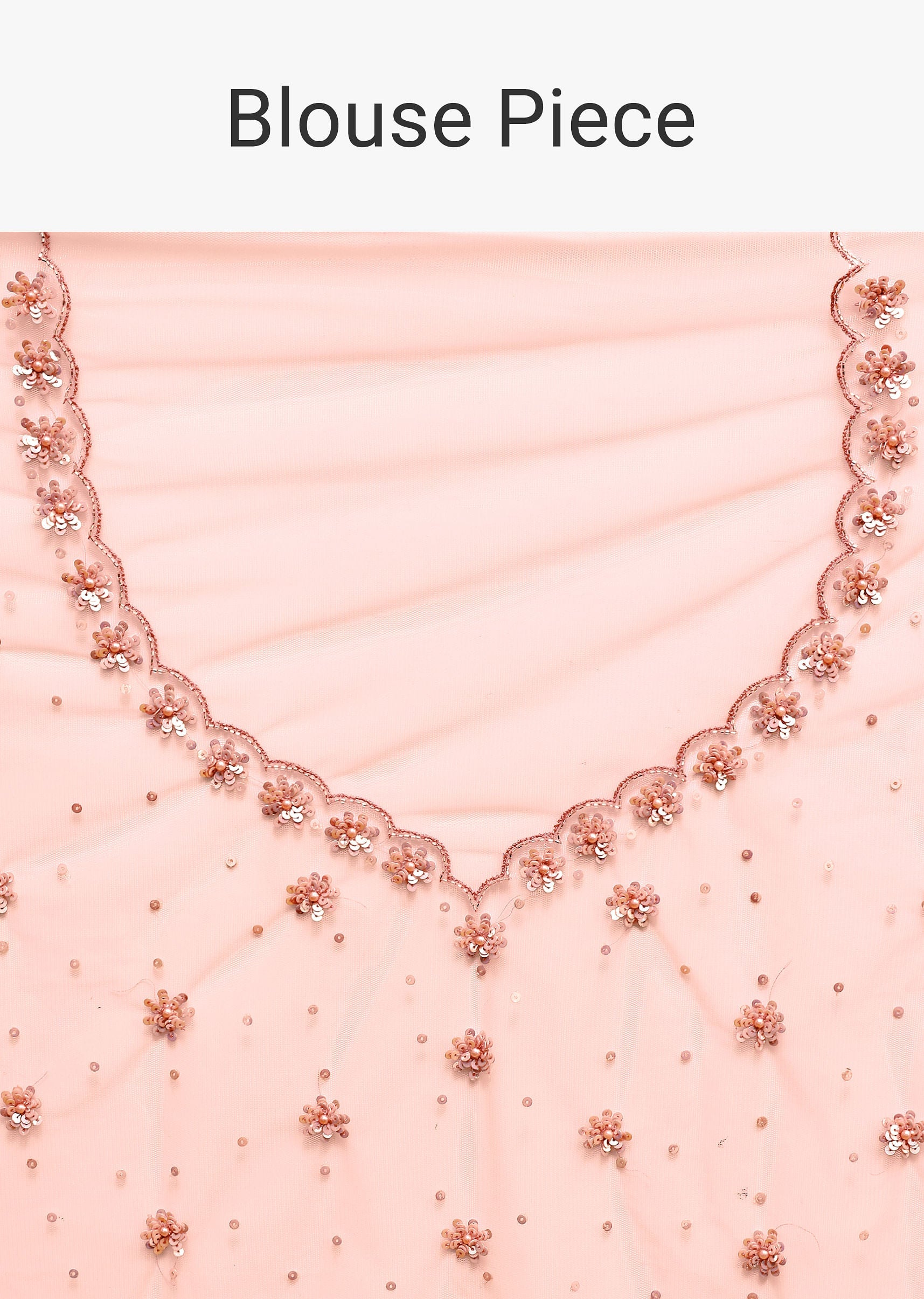 Powder Pink Embroidered Net Saree With Unstitched Blouse