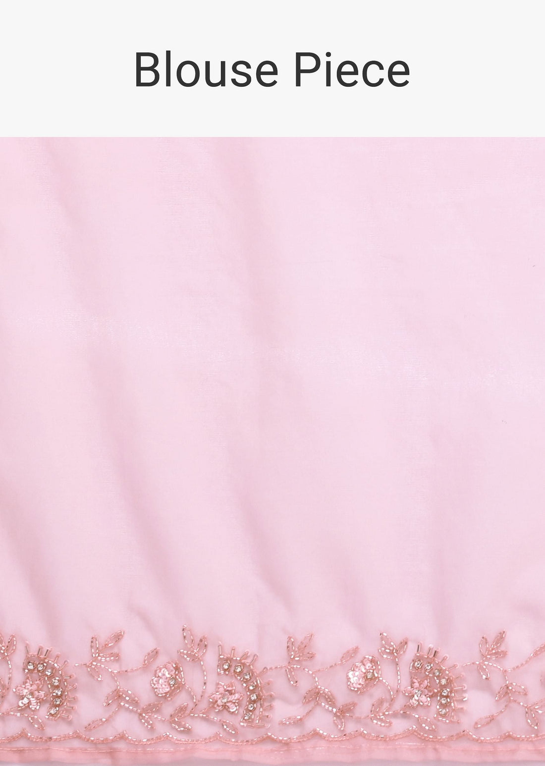 Peach Organza Saree With Cutdana Work And Unstitched Blouse Piece