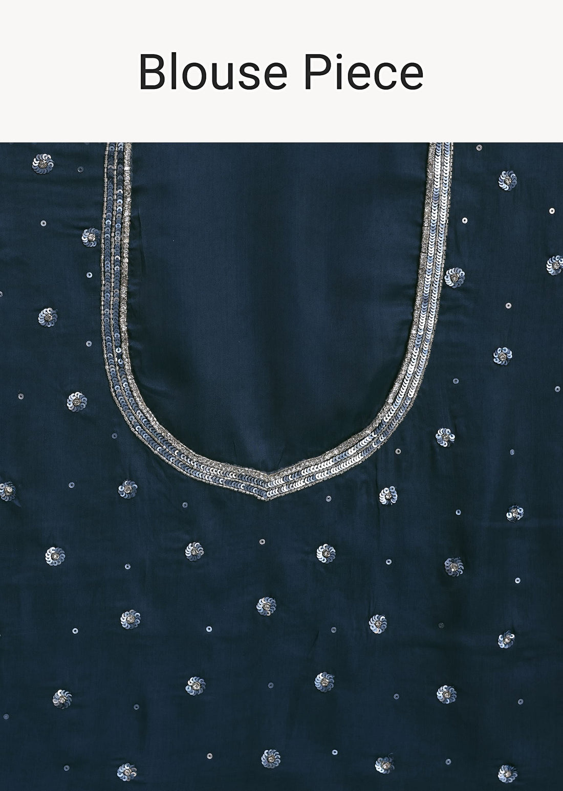 Peacock Blue Ombre Sequins Saree With Scalloped Embroidered Border