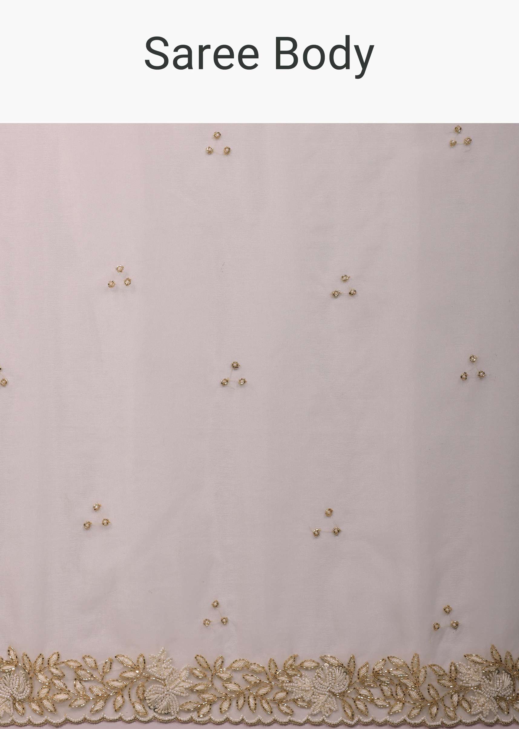 Pearl White Organza Saree With Cut Dana Embroidery