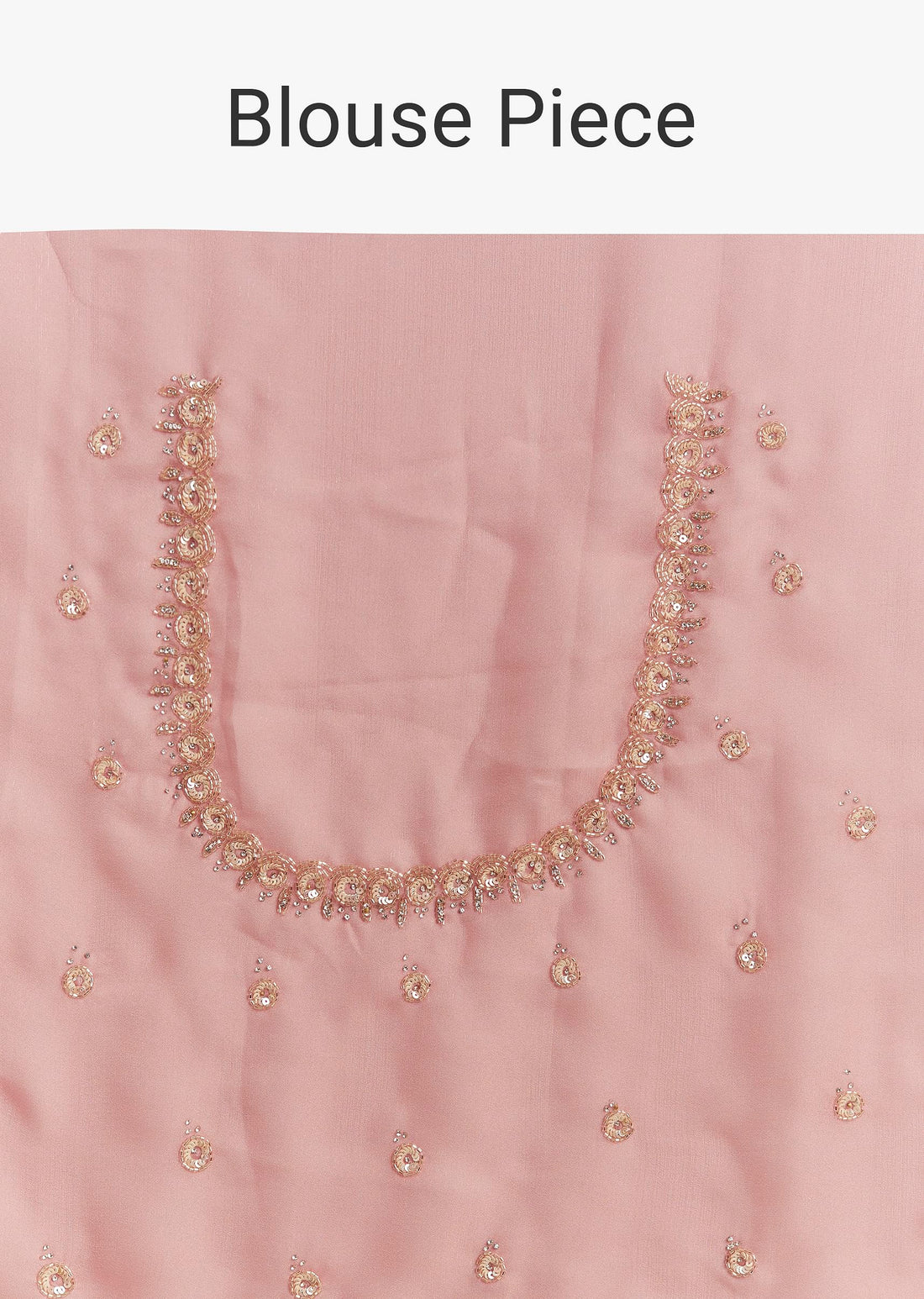 Pink Chinnon Saree With Cutdana Sequins Embroidery And Scallop Border