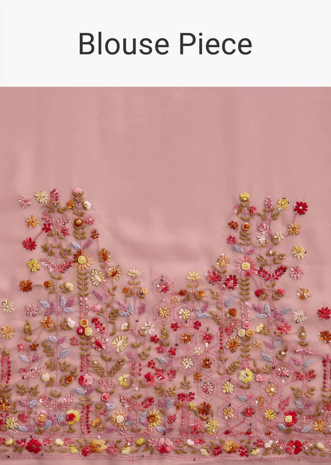Pink Georgette Saree With All Over Kashmiri Bud Work