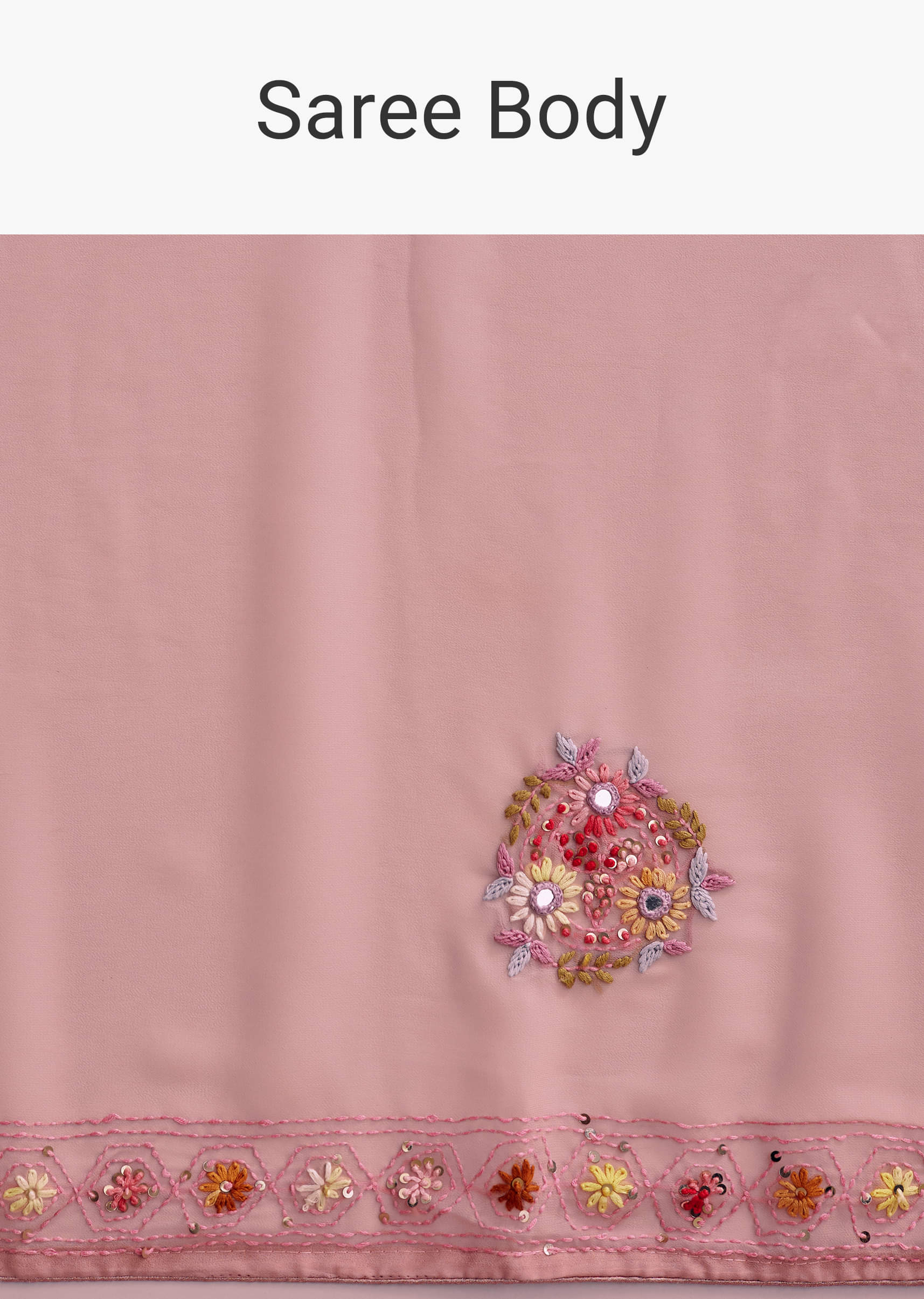 Pink Georgette Saree With All Over Kashmiri Bud Work