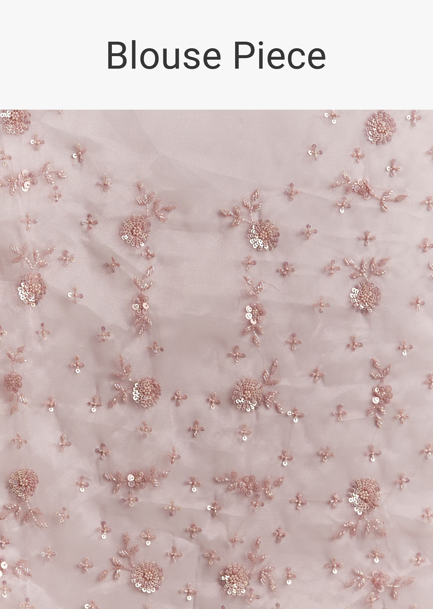 Pink Organza Sequins Saree With Scallop Border