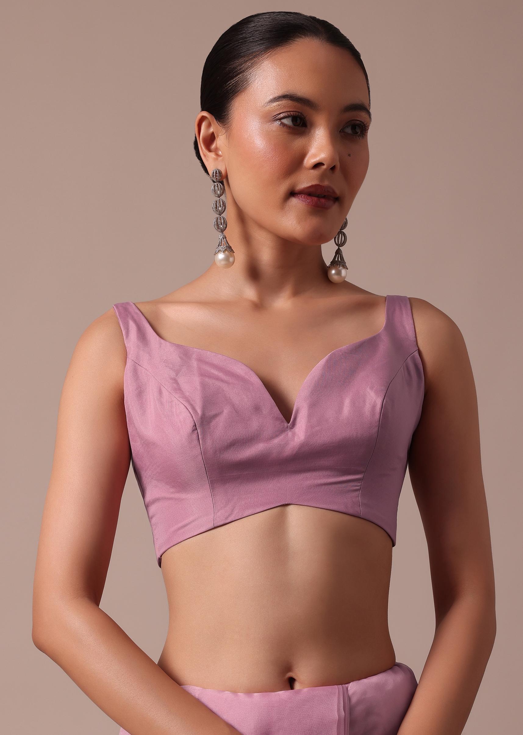 Pink Embroidered Organza Saree With Unstitched Blouse