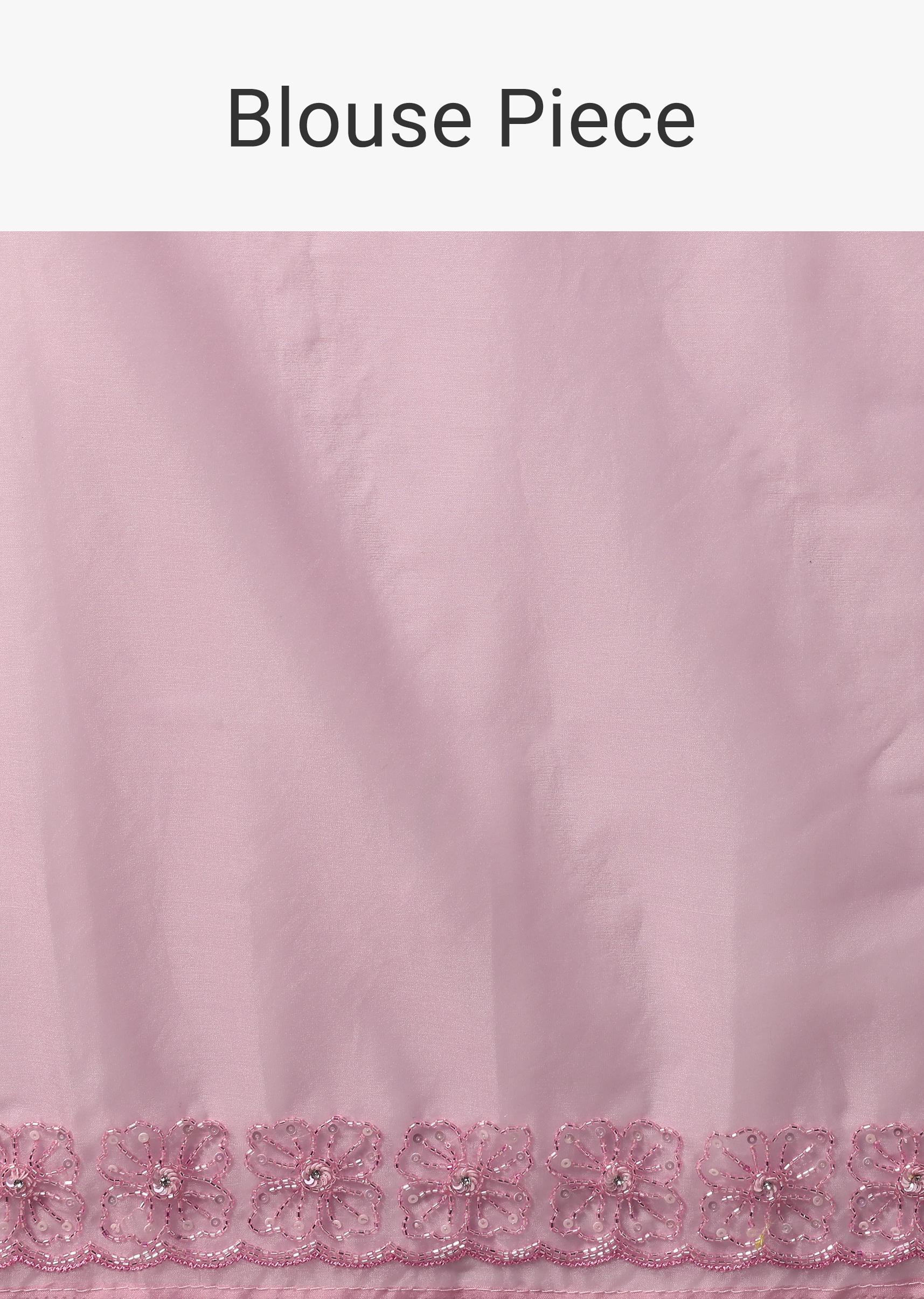 Pink Embroidered Organza Saree With Unstitched Blouse
