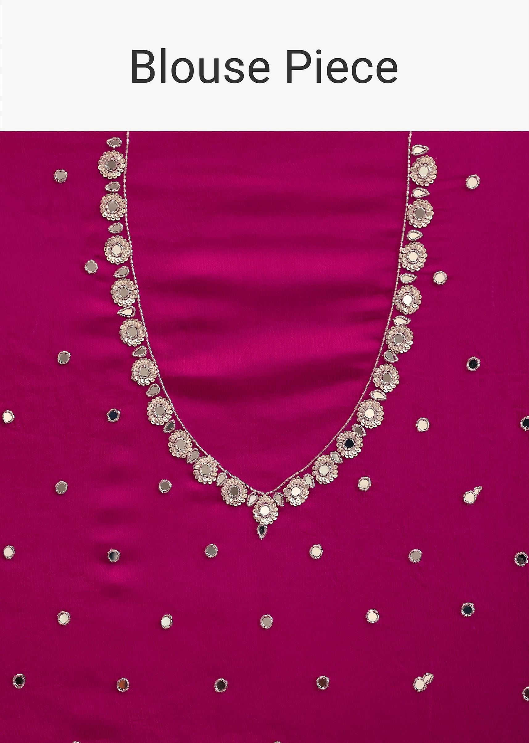Pink Satin Chinon Saree With Floral Motif Scallop Border And Unstitched Blouse Piece