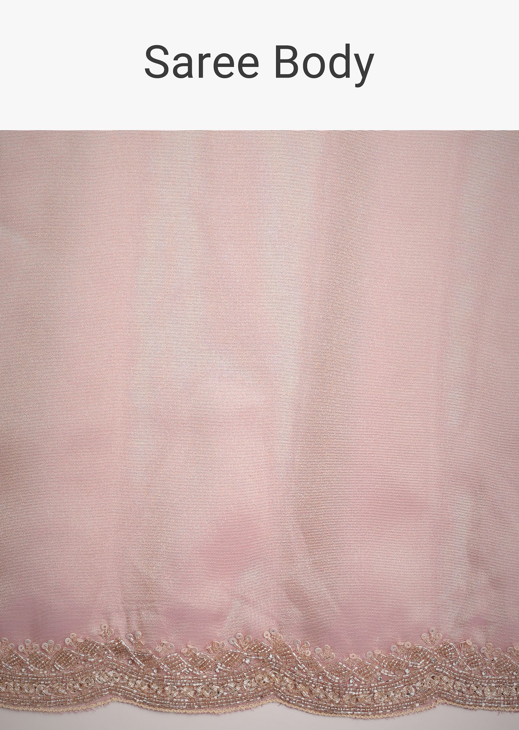 Pink Tissue Silk Embroidered Saree With Embellished Scallop Border
