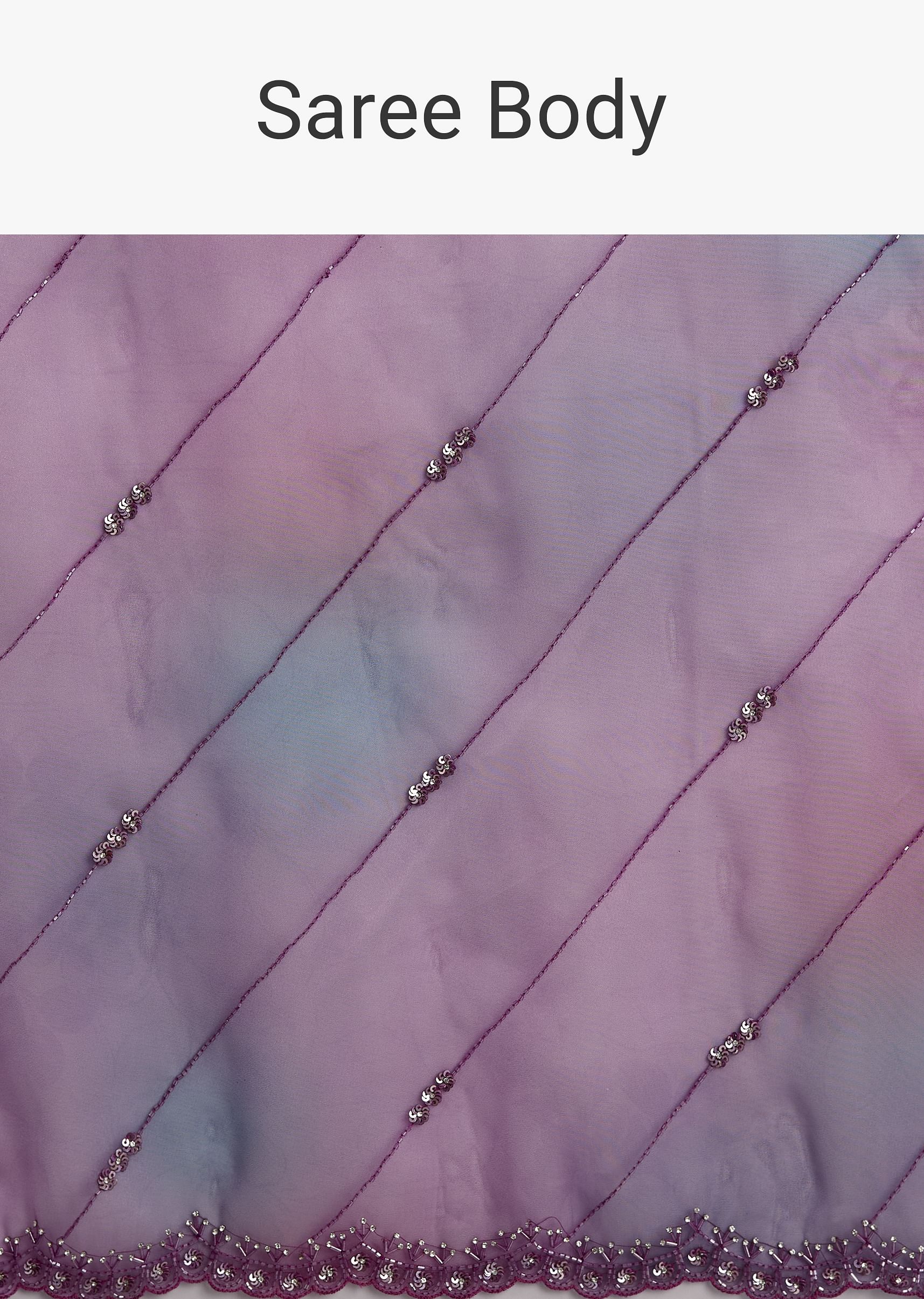 Plum Purple Shaded Organza Saree With Cutdana And Sequin Embroidery