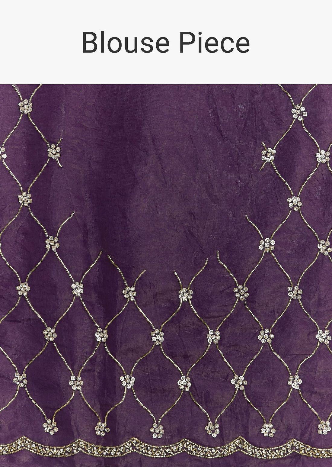 Purple Embroidered Crushed Tissue Saree With Cutdana And Sequins