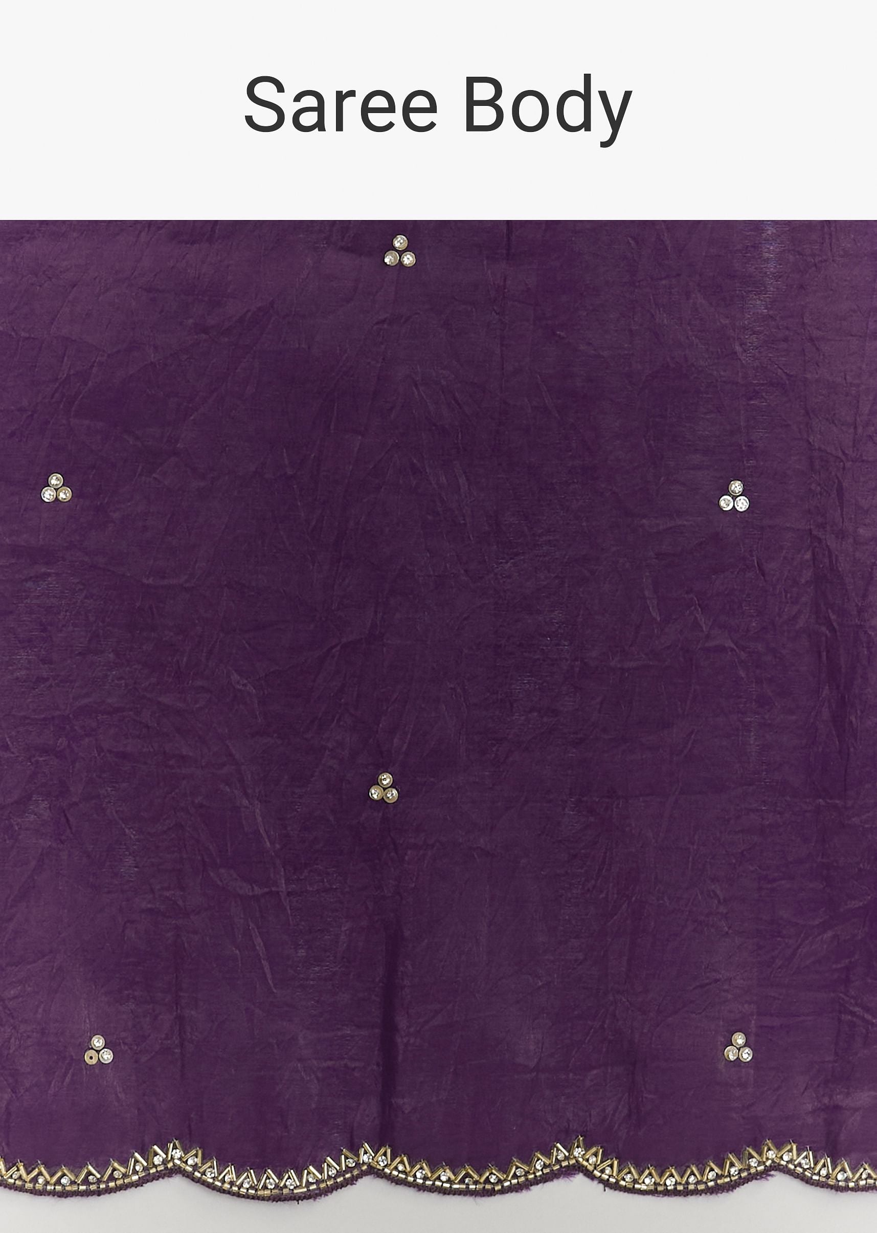 Purple Embroidered Crushed Tissue Saree With Cutdana And Sequins