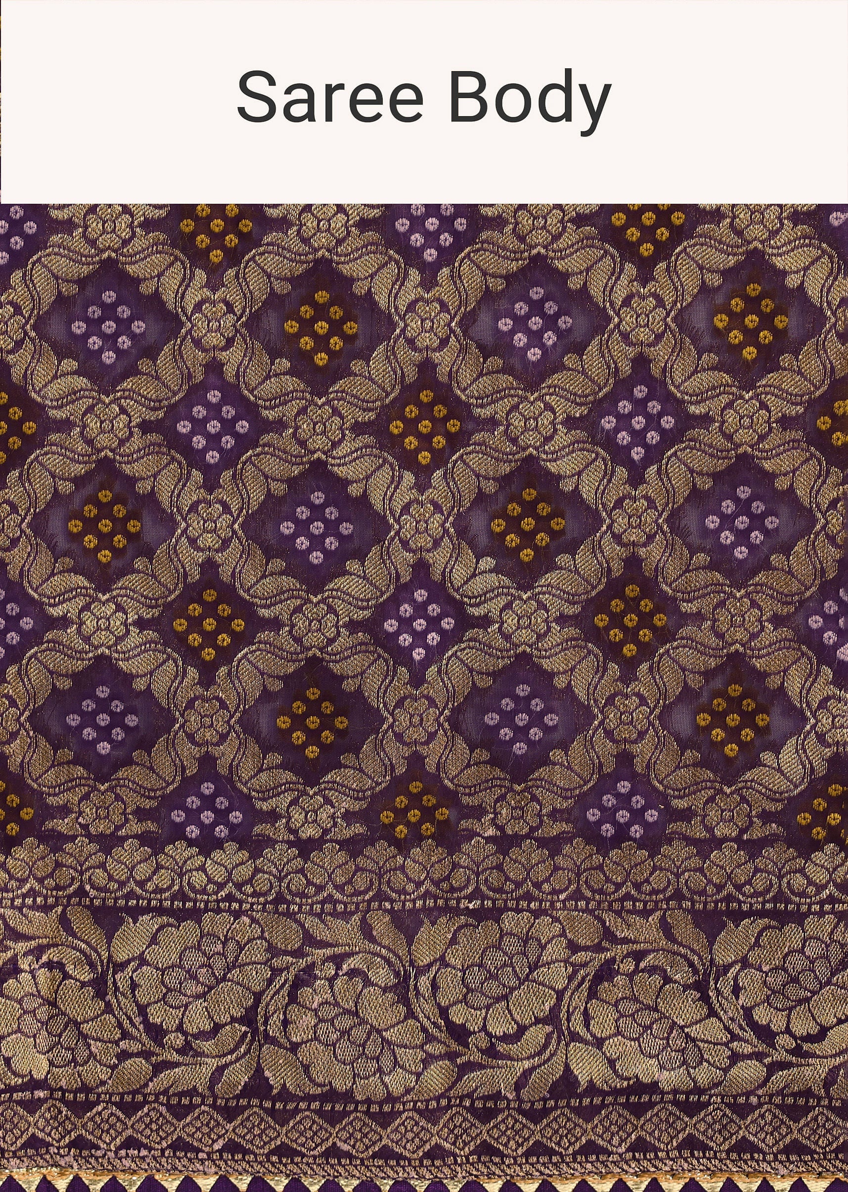 Purple Bandhani Tie Dye Saree With Zari Jaal And Unstitched Blouse