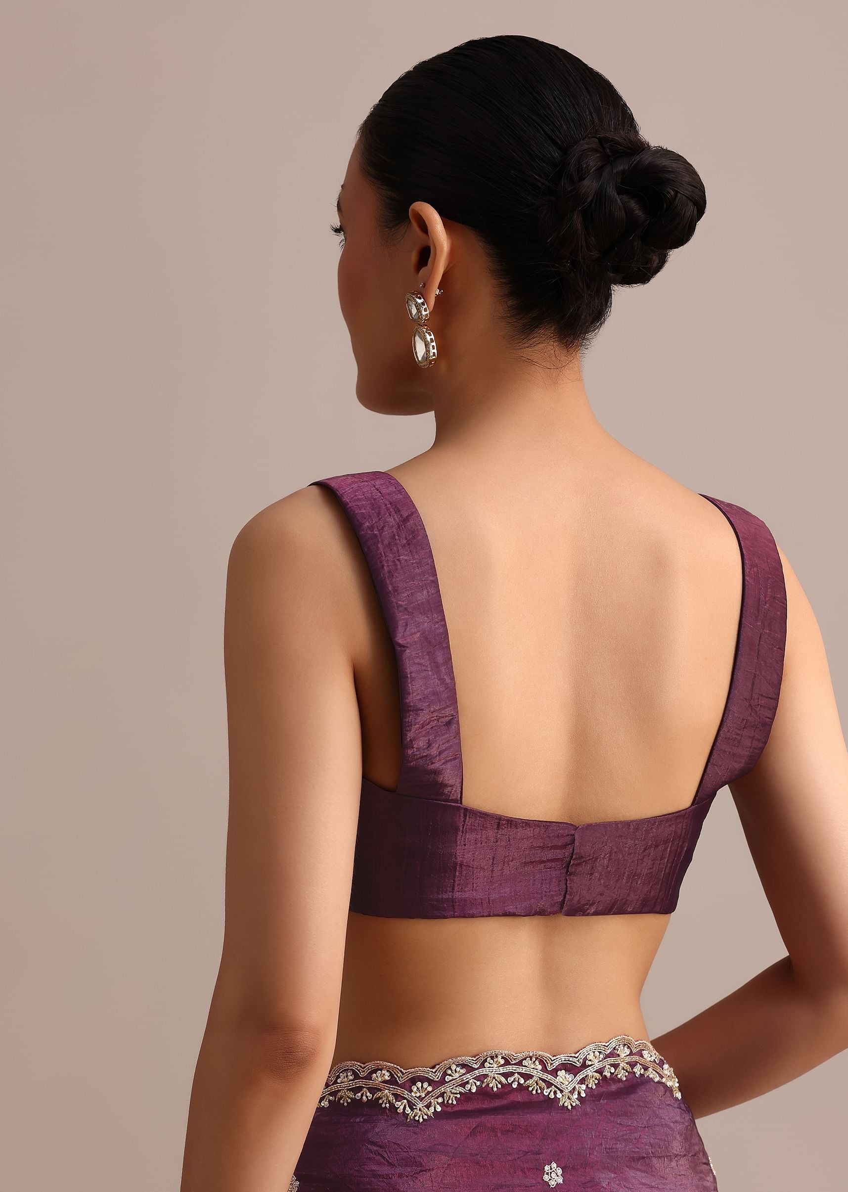 Purple Crushed Tissue Saree With Sequin And Cutdana Embroidered Border