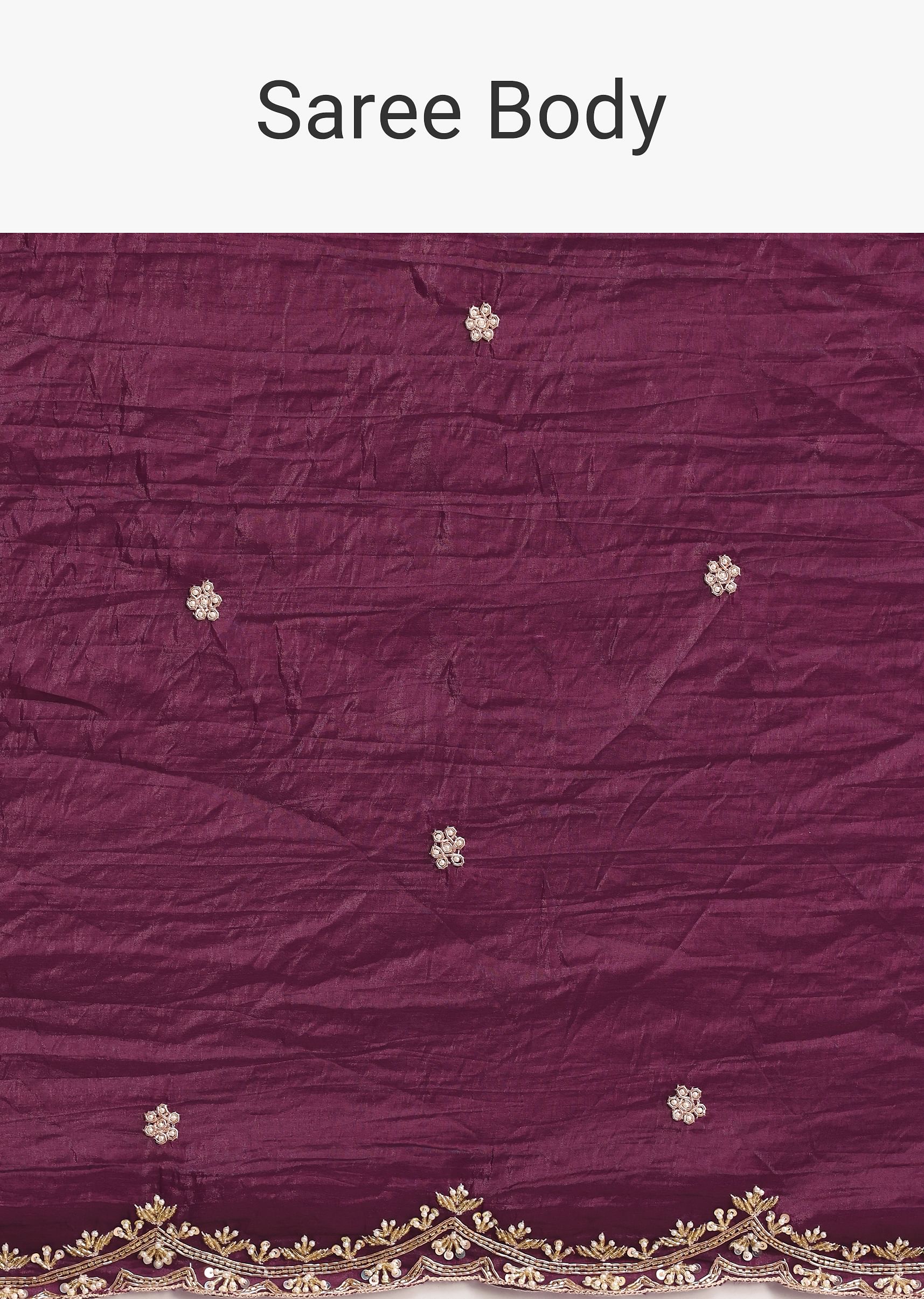 Purple Crushed Tissue Saree With Sequin And Cutdana Embroidered Border