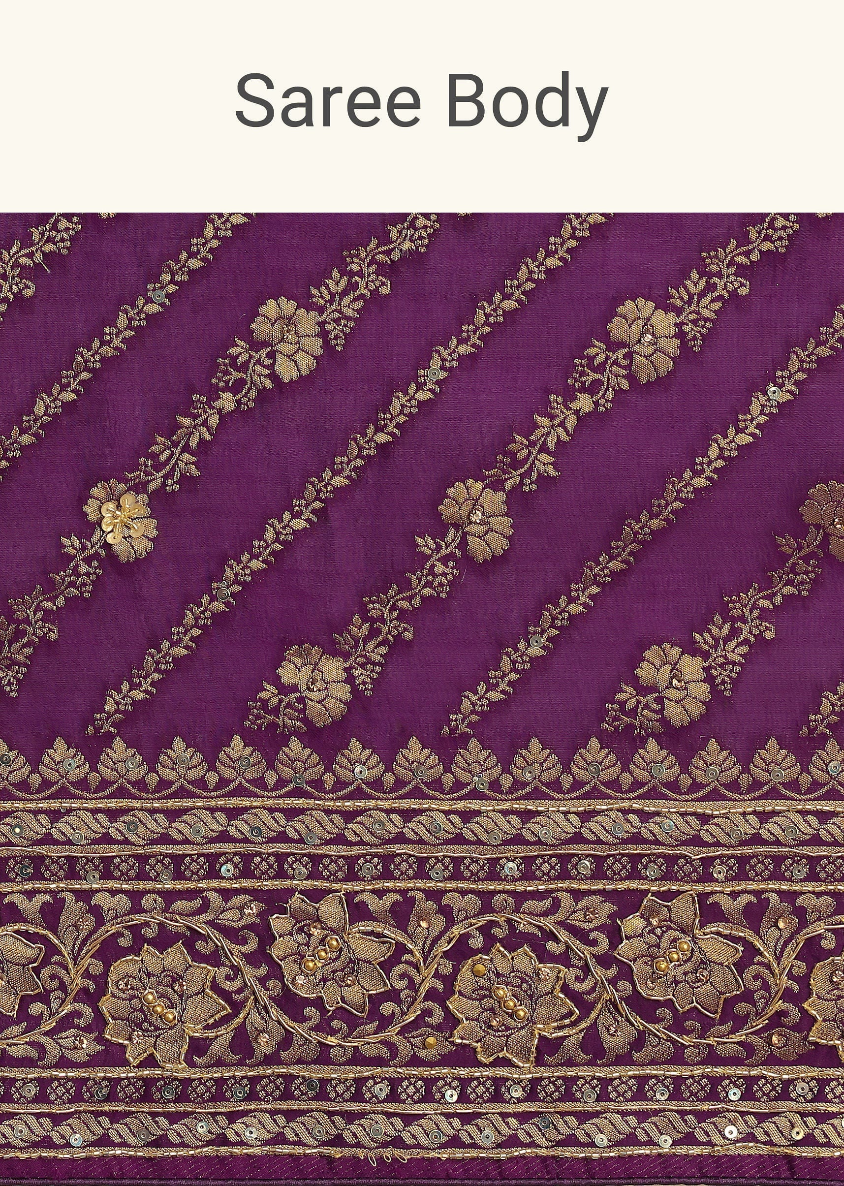 Purple Embroidered Saree With Zardosi And Cutdana Work