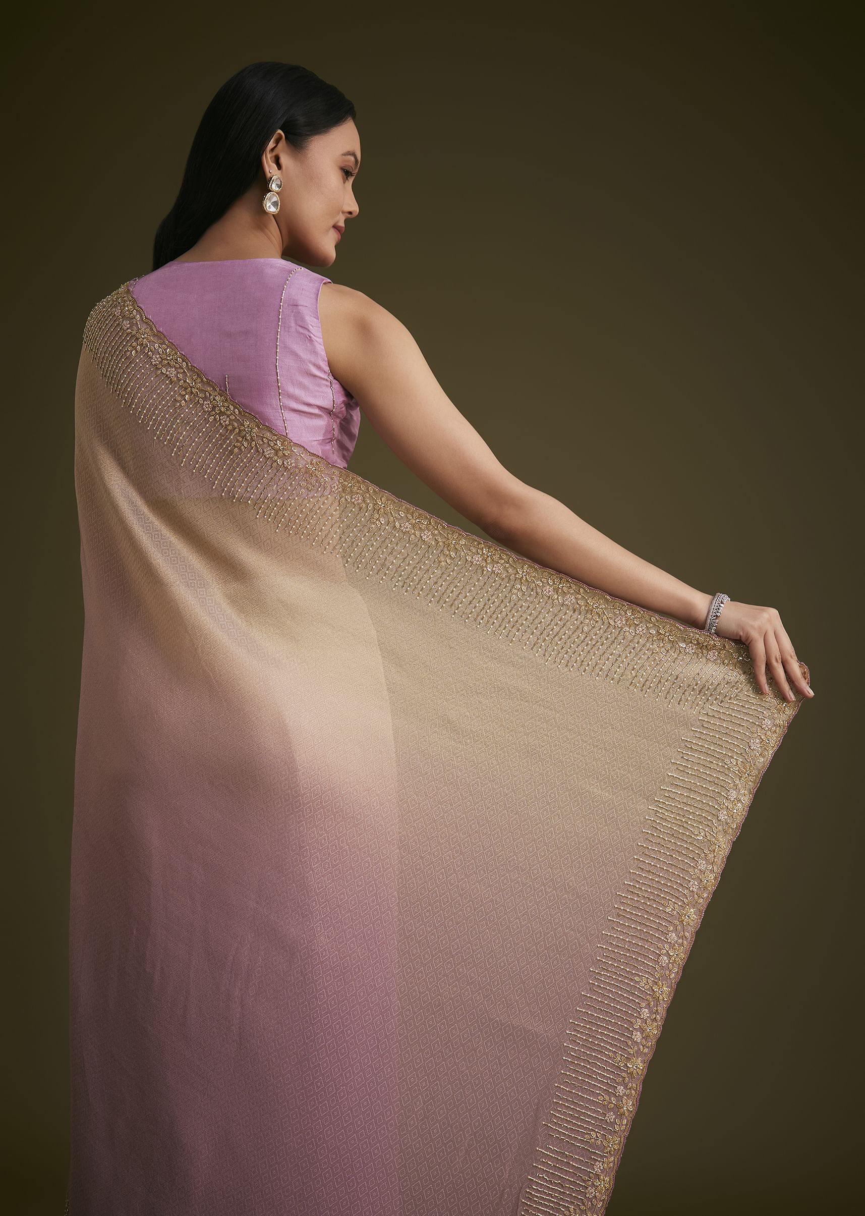 lavender Ombre Jacquard Saree