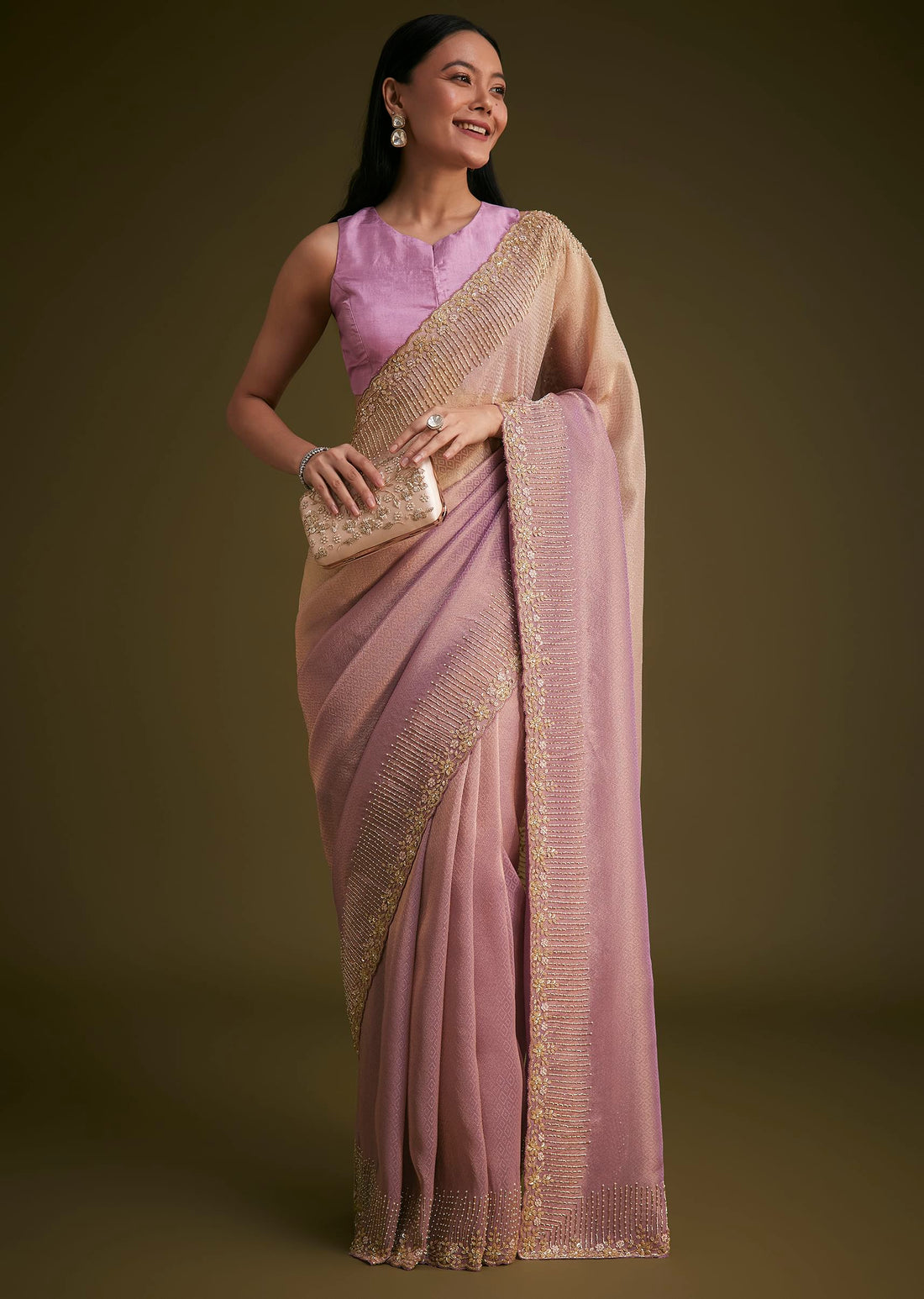 lavender Ombre Jacquard Saree