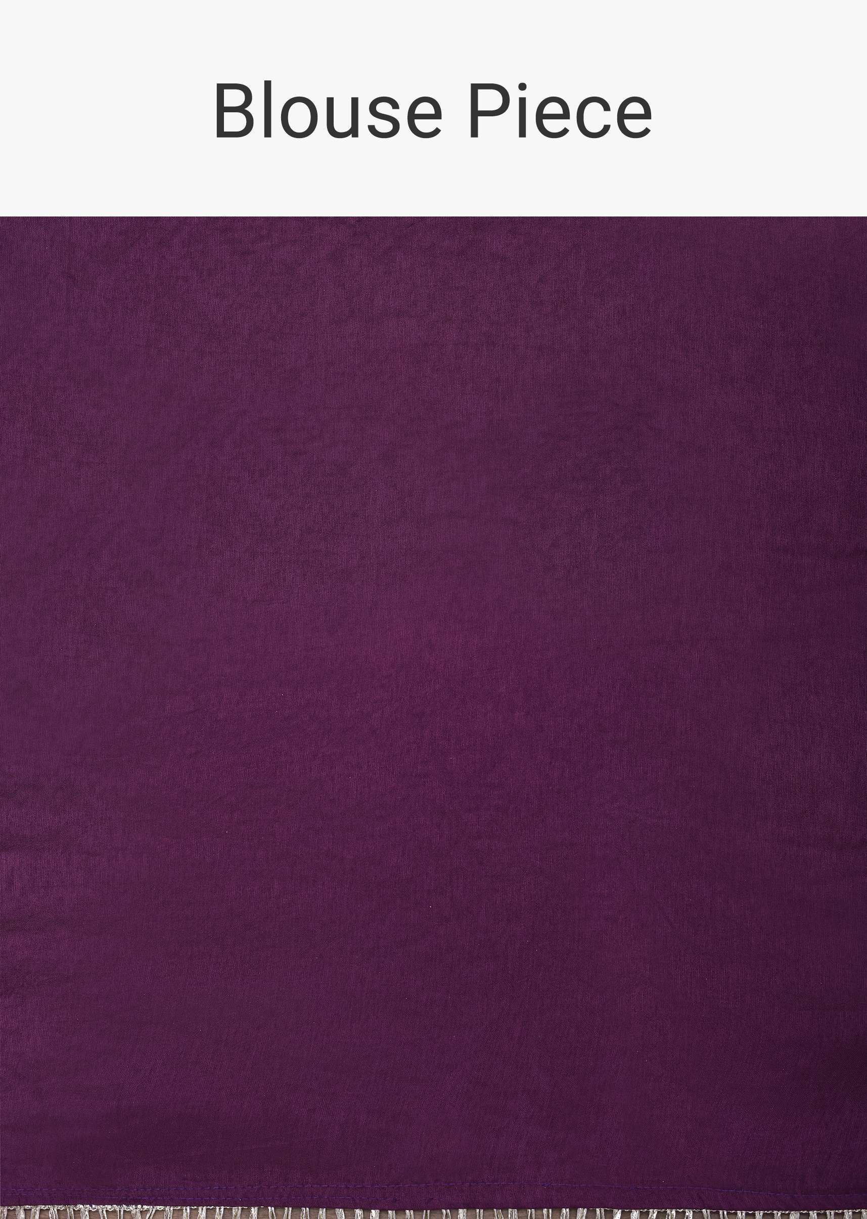 Purple Silk Bandhani Print Saree With Gota Embroidery And Unstitched Blouse Piece