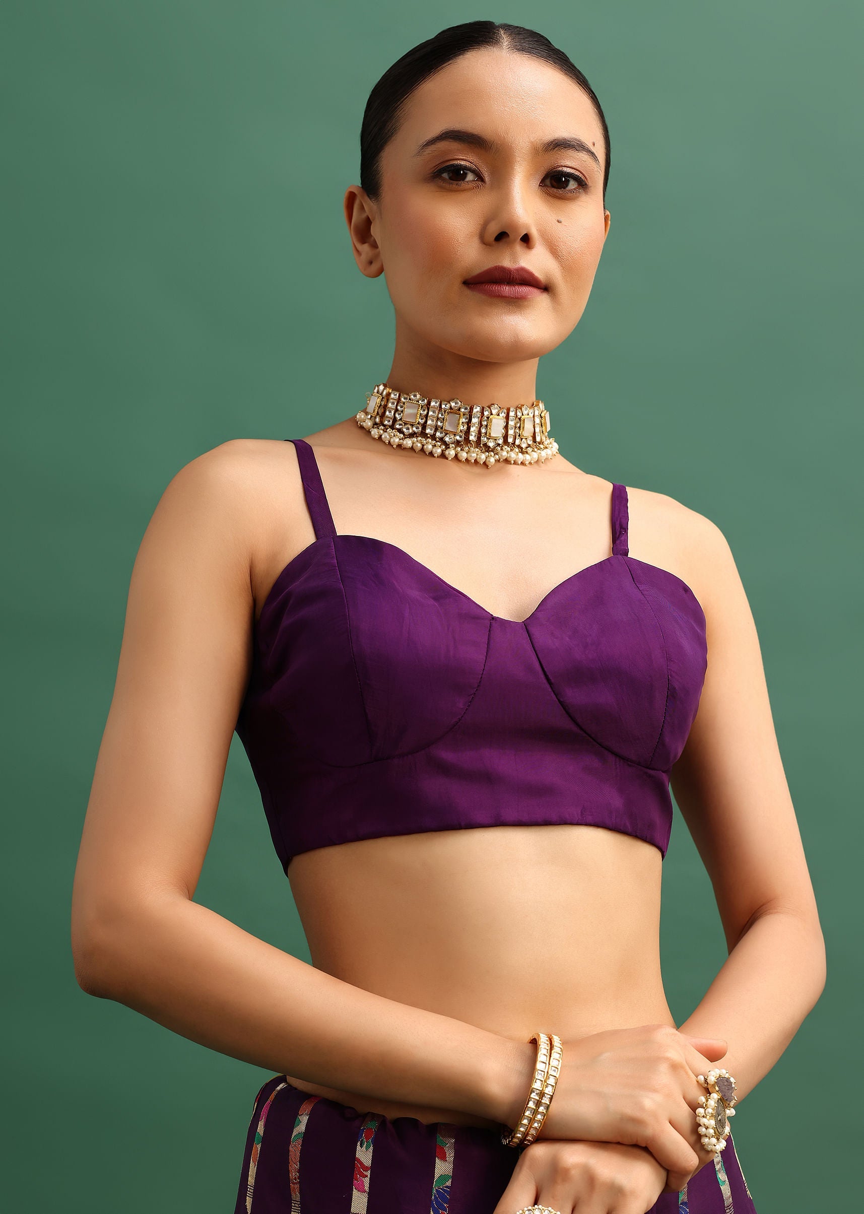 Purple Silk Woven Bandhani Saree With Paithani Border Pallu And Unstitched Blouse