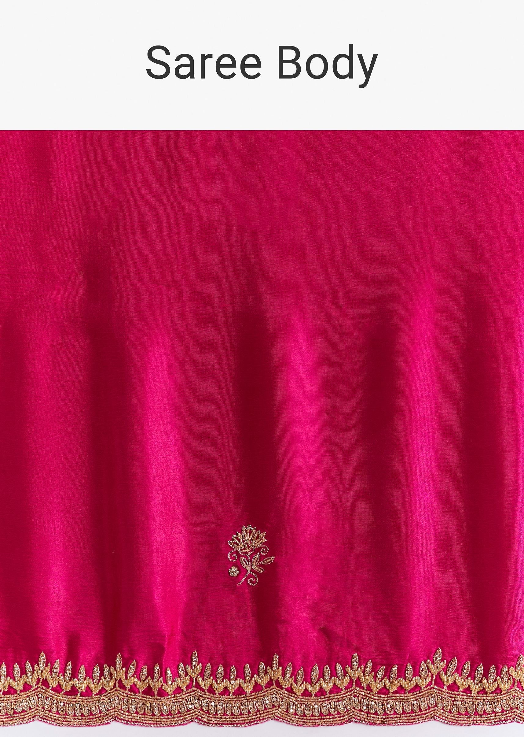 Rani Pink Chinon Saree With Cutdana Butta And Scallop Border