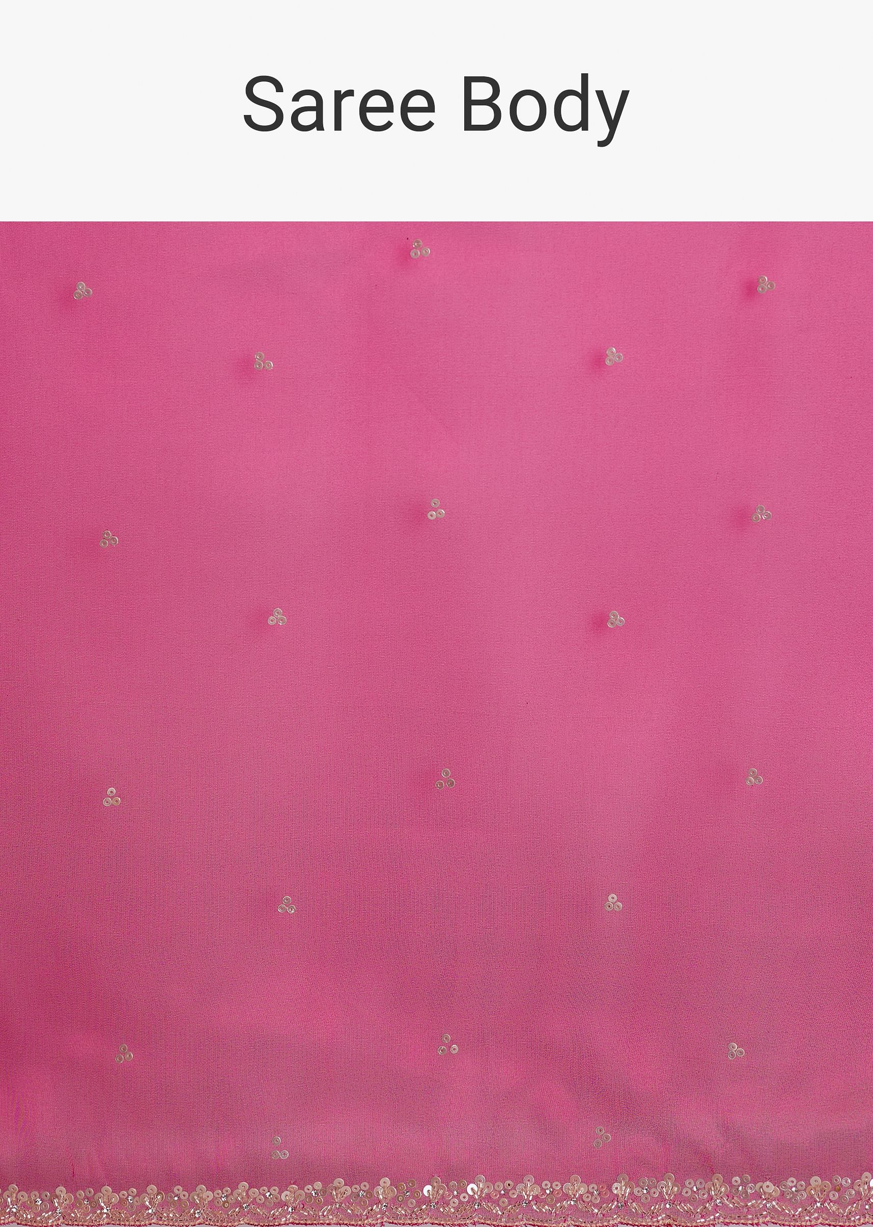 Rani Pink Glass Tissue Saree With Cutdana And Sequins Scallop Border