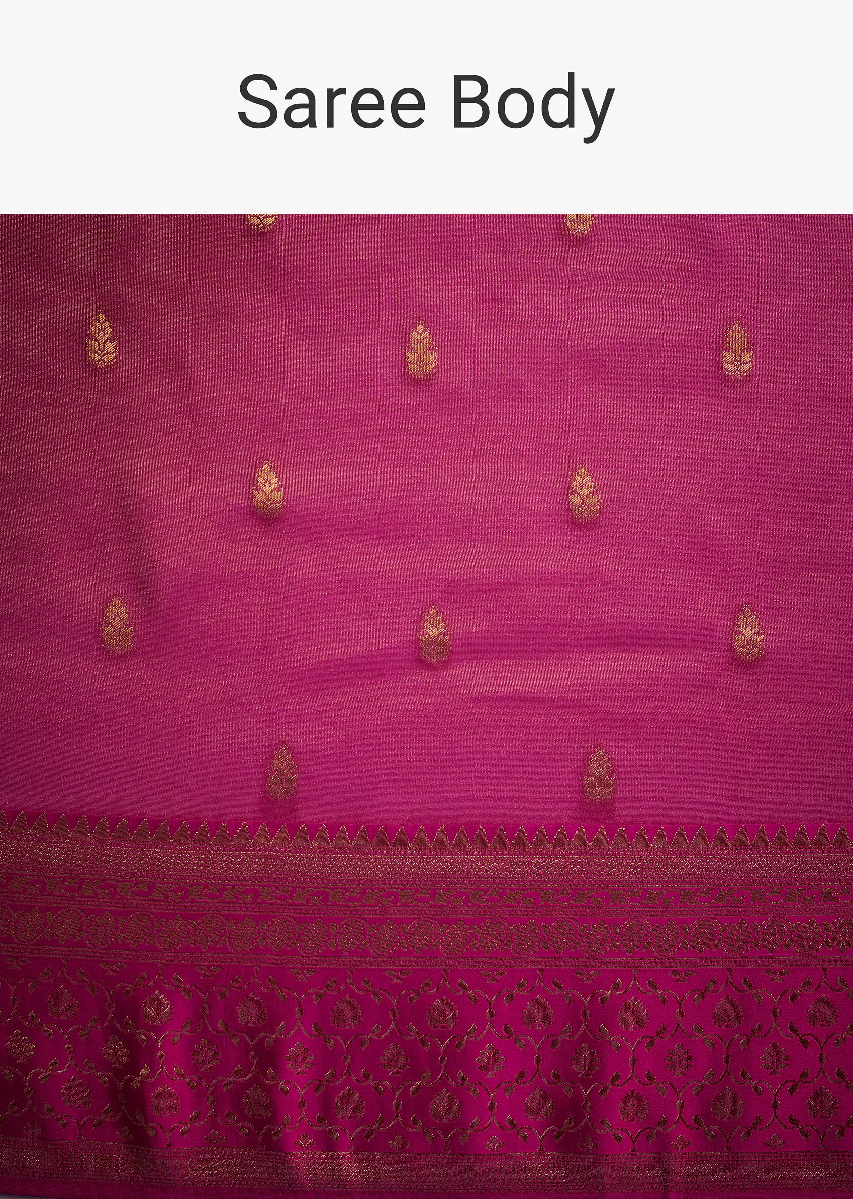 Rani Pink Tissue Silk Saree With Butti Work