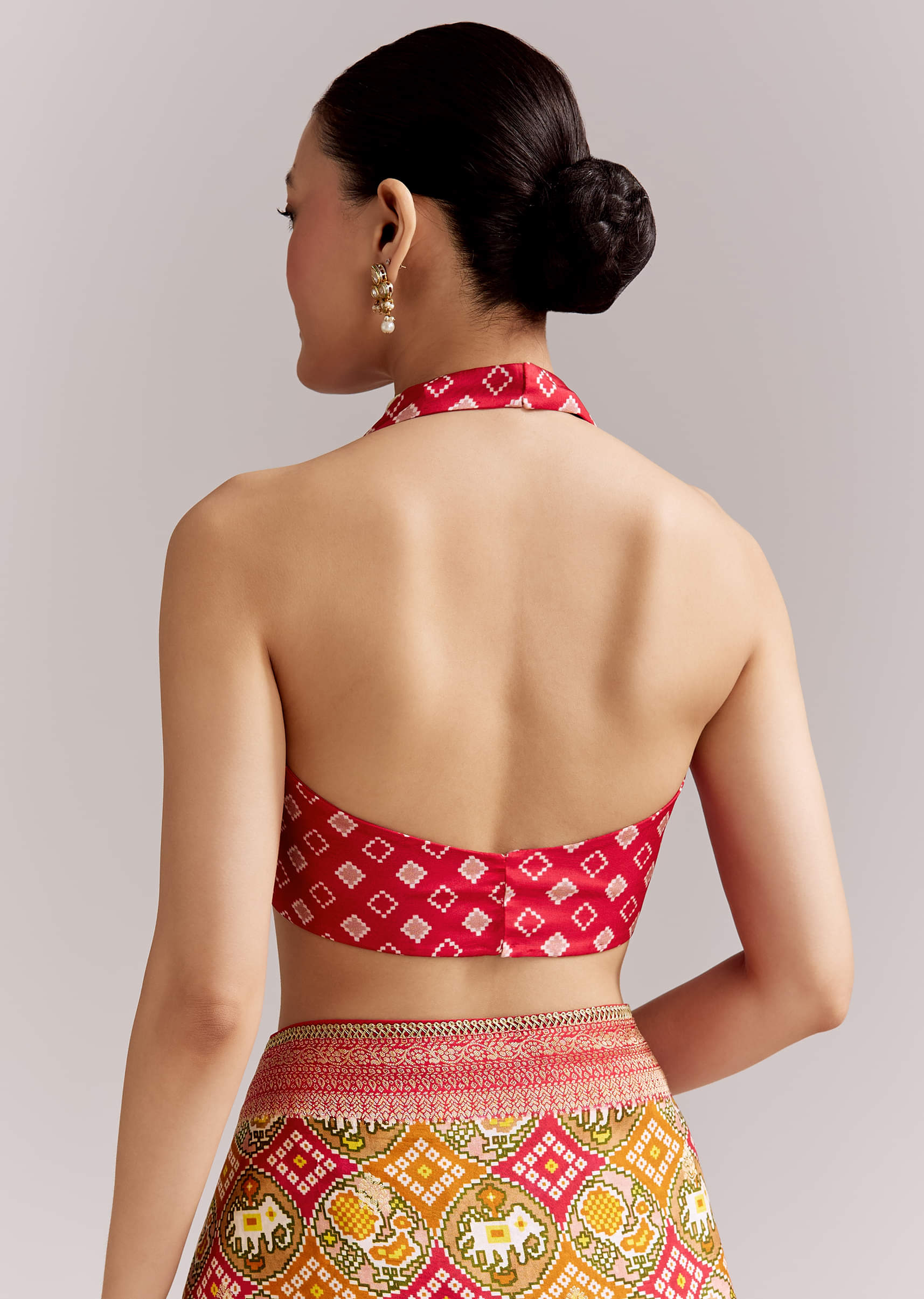 Red Dola Silk Woven Bandhani Saree With Gotapatti Detailing