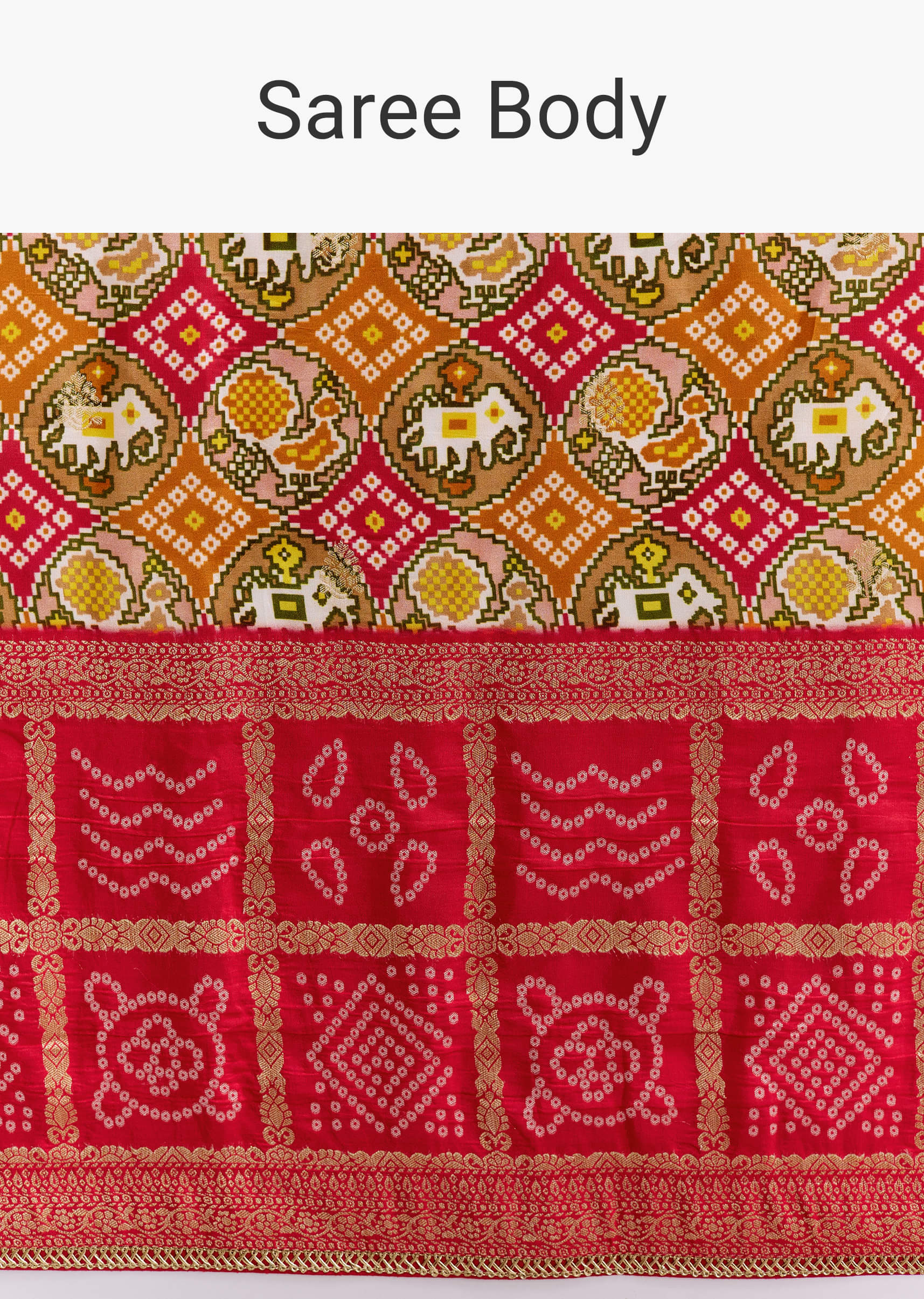 Red Dola Silk Woven Bandhani Saree With Gotapatti Detailing