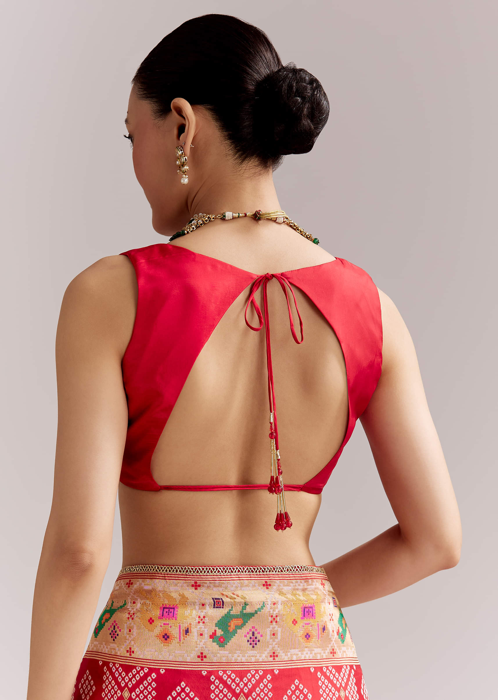 Red Dola Silk Woven Saree With Bandhani Motifs And Zari Border