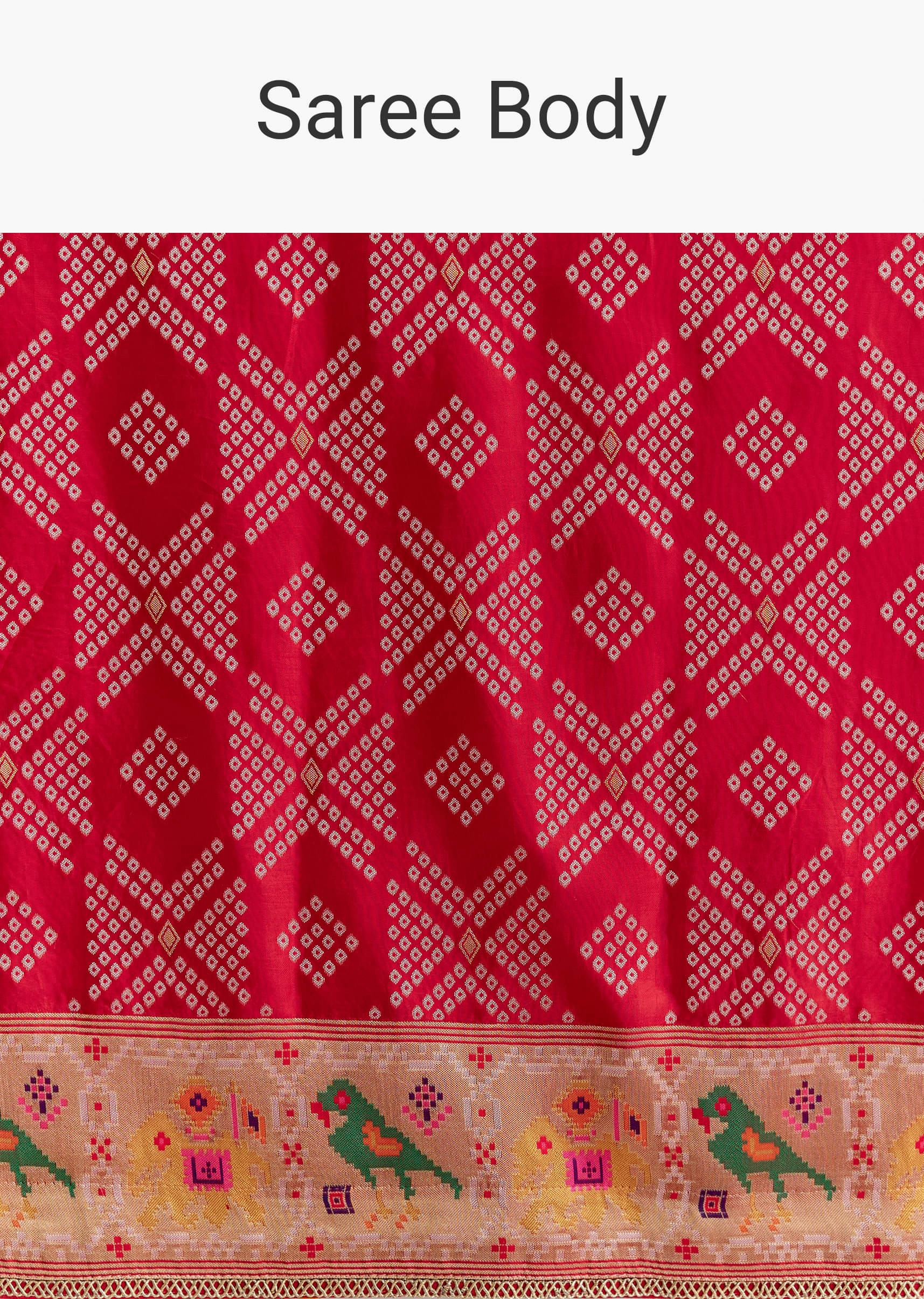 Red Dola Silk Woven Saree With Bandhani Motifs And Zari Border