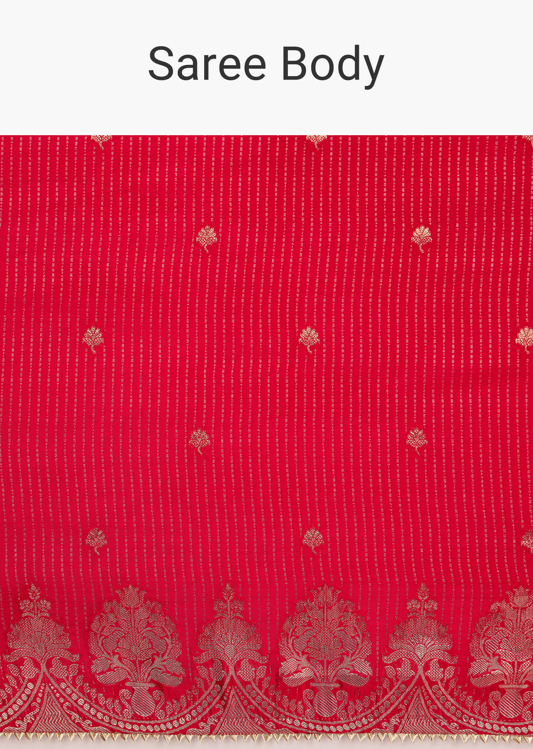 Red Georgette Lurex Saree With Brocade Butti And Gota Patti Border