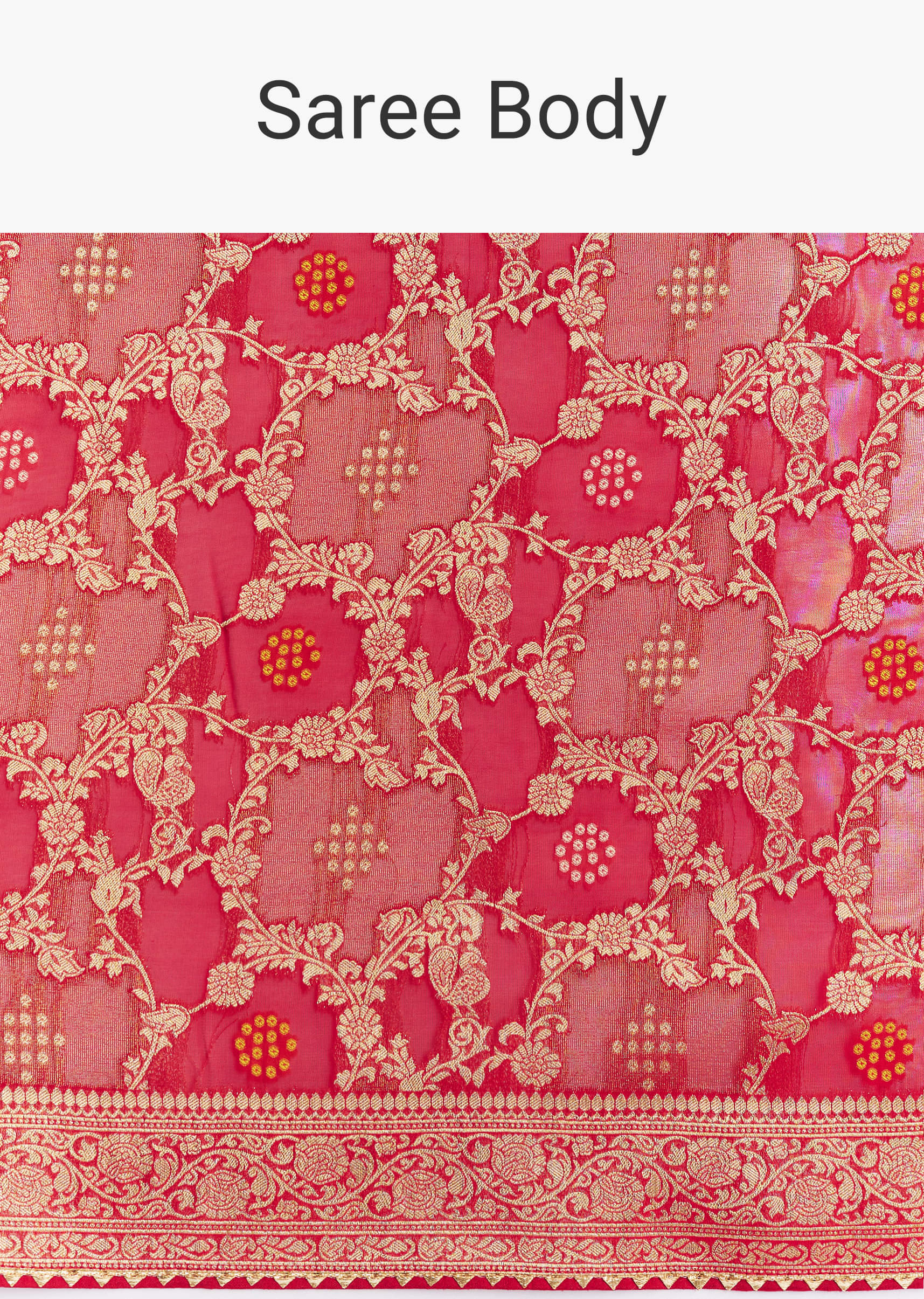 Red Shaded Dola Silk Saree With Zari Jaal Work