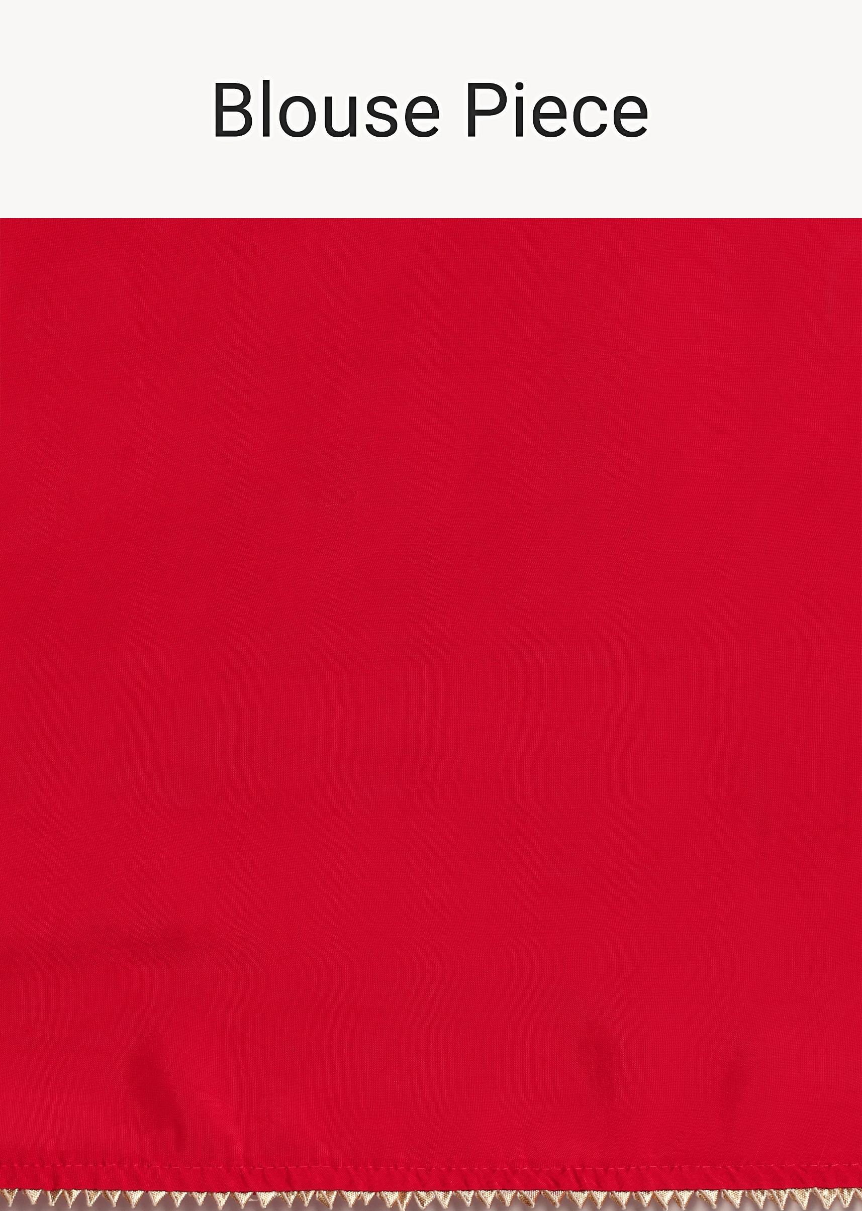 Red Dola Silk Woven Leheriya Saree With Gotta Patti Border