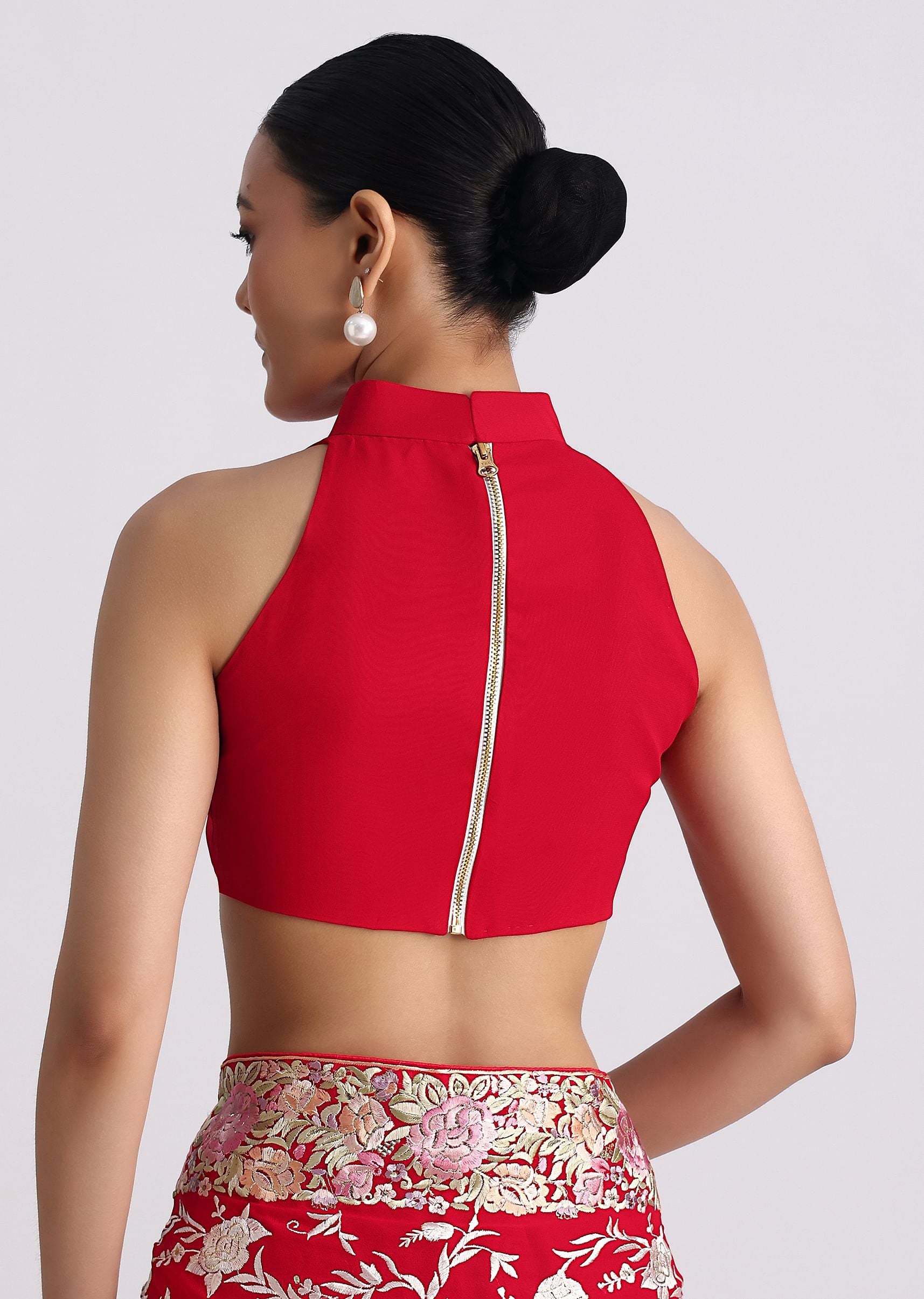 Red Georgette Saree with Parsi Gara Work