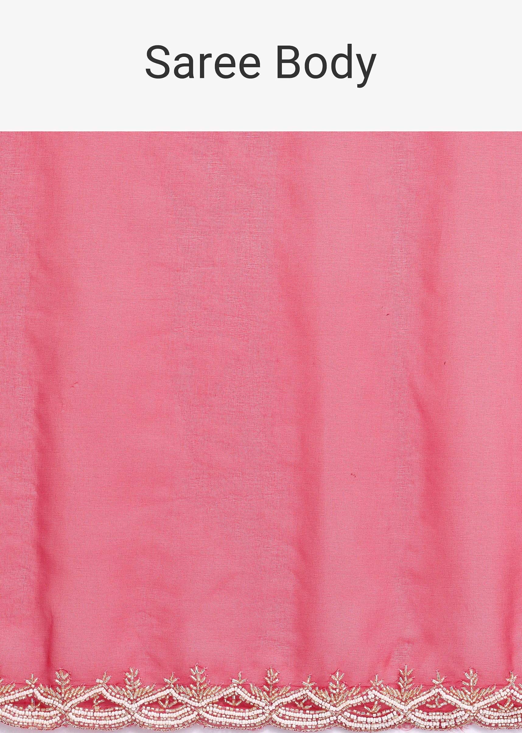 Red Scallop Border Organza Saree With Unstitched Blouse