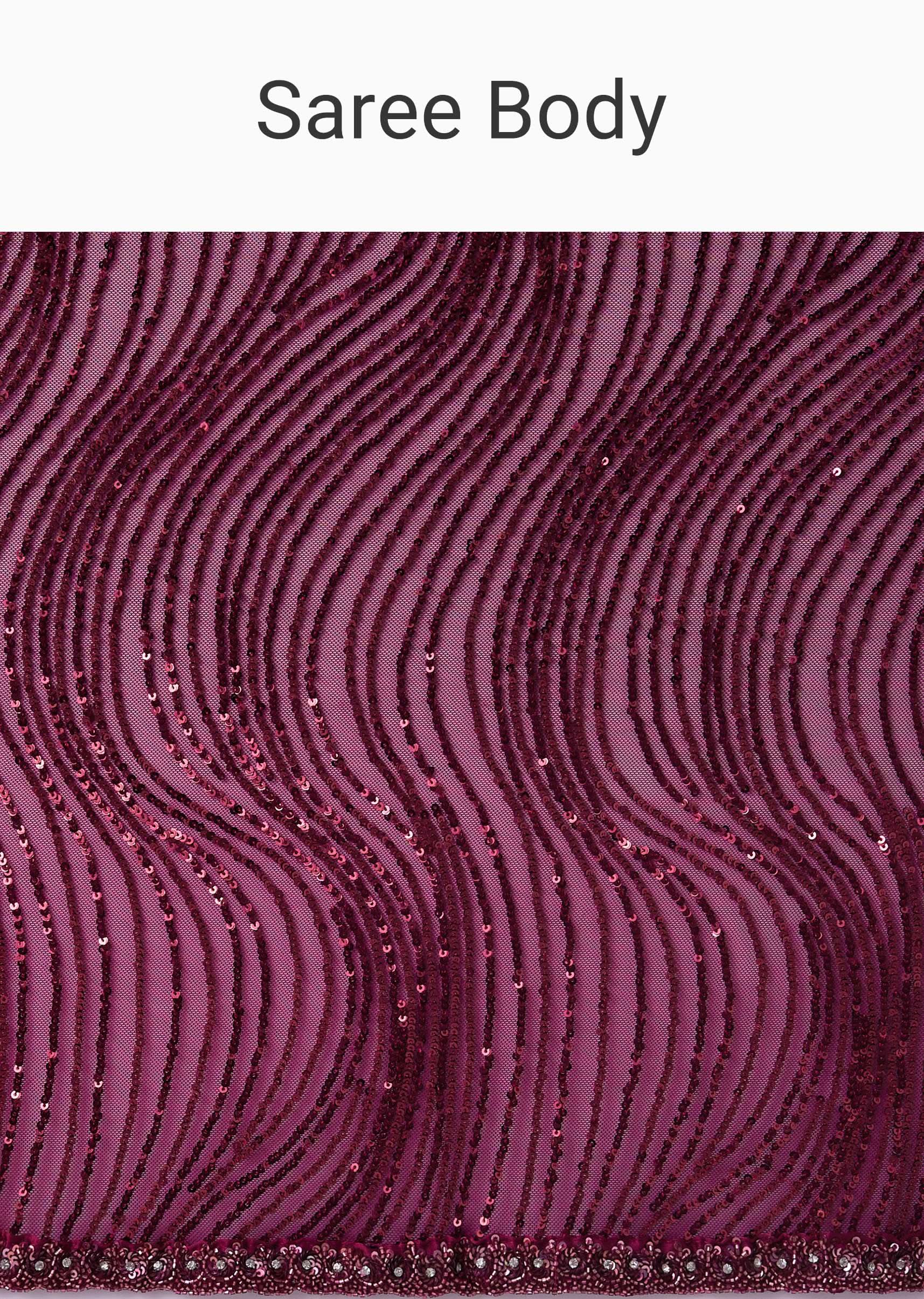 Mulberry Purple Sequins Saree With An Embellished Border