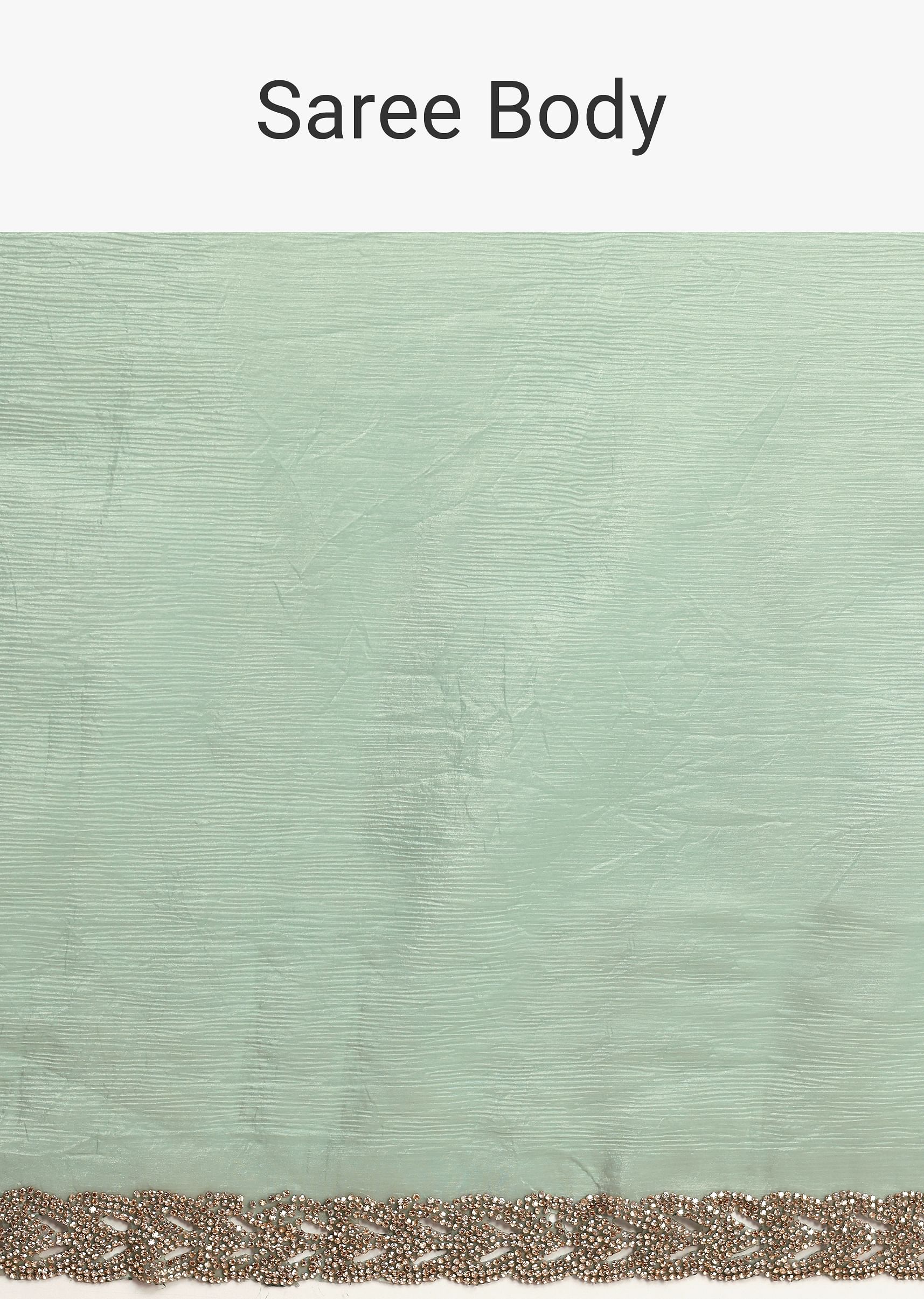 Sea Green Crushed Tissue Saree With Stone Embellished Border