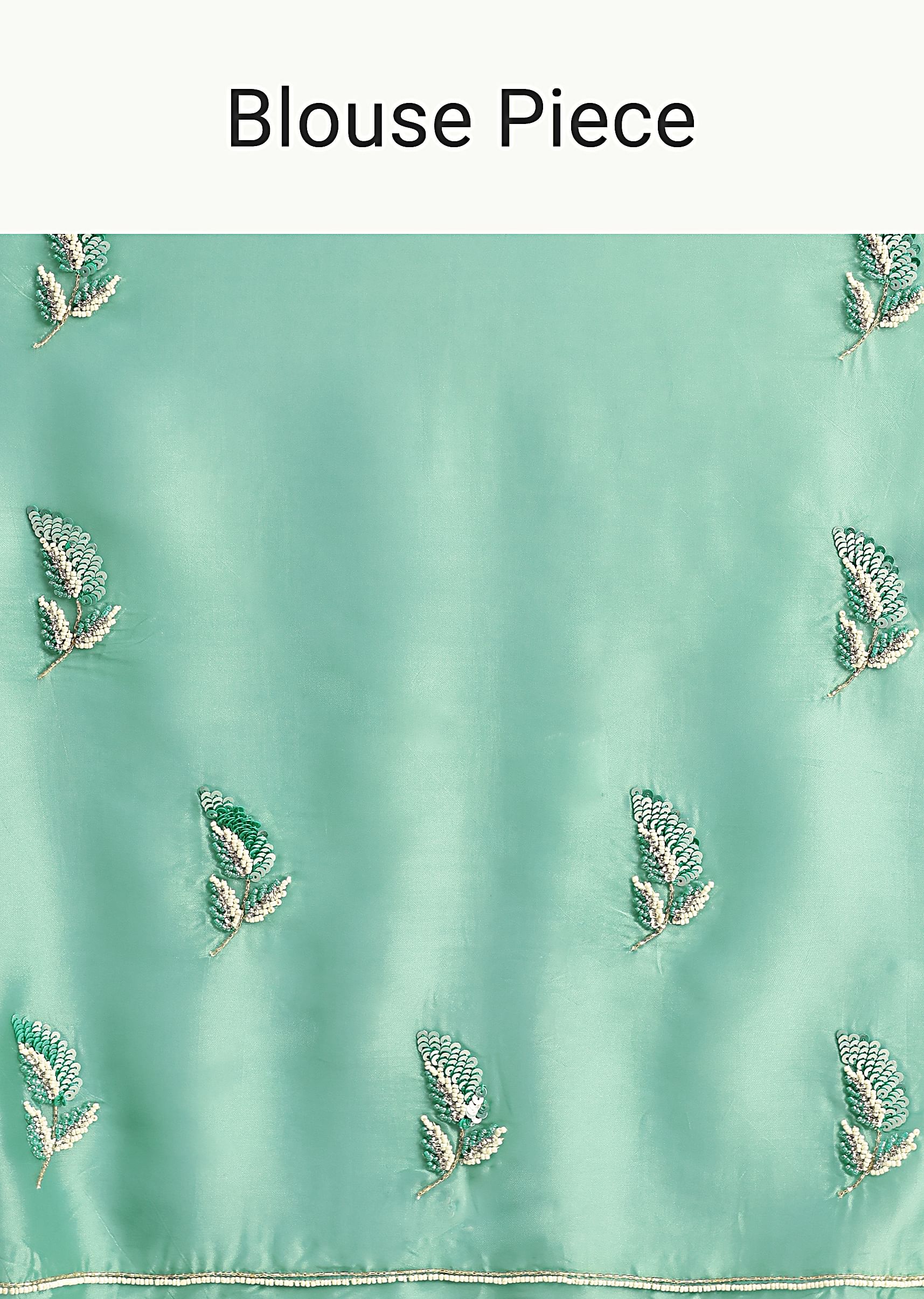 Sea Green Ombre Shaded Satin Saree With Sequin Border And Unstitched Blouse Fabric