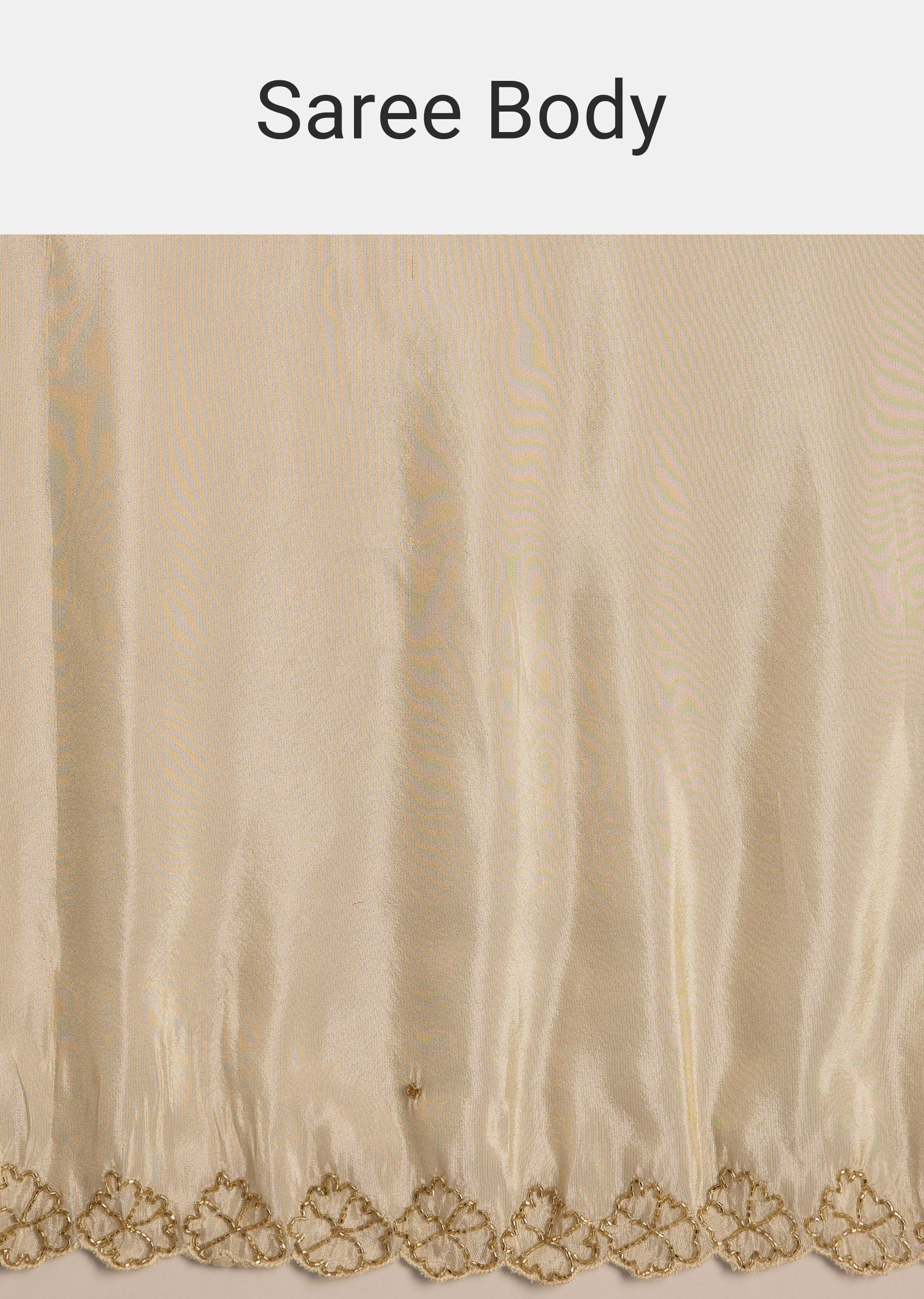 Beige Tissue Saree With Cutdana And Beads Scallop Border