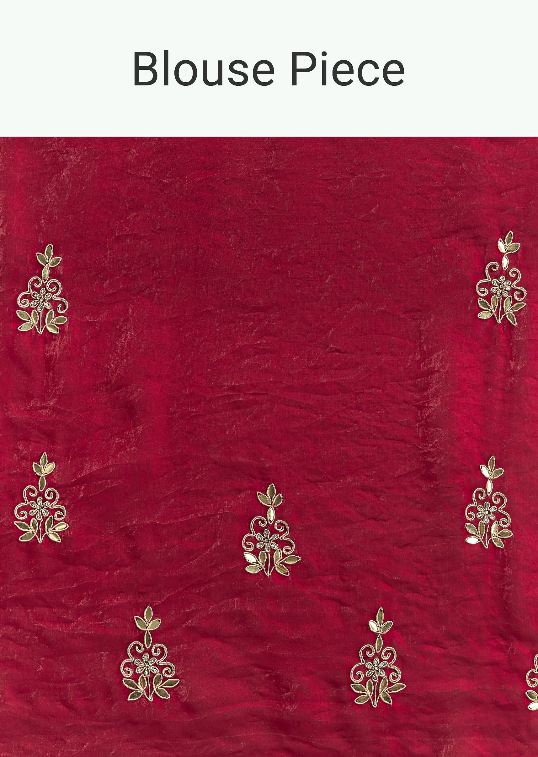 Red Satin Saree With Gotapatti And Scallop Border