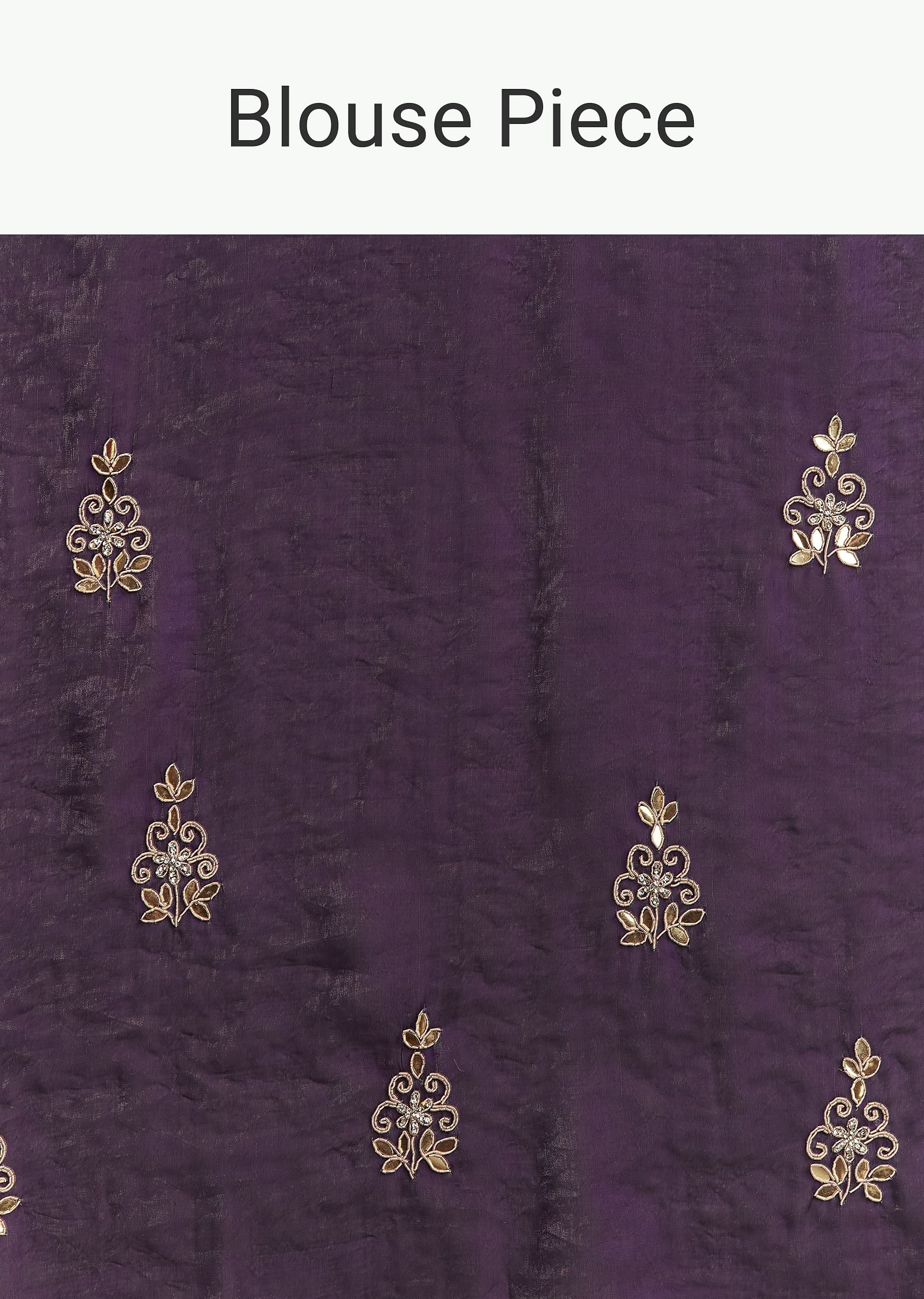 Purple Satin Saree With Gotapatti Work And Scallop Border