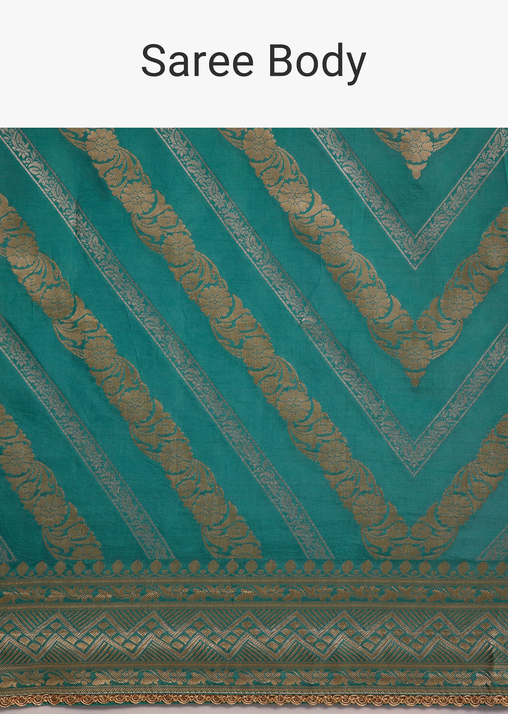 Turquoise Green Dola Silk Saree With Zari Weaving