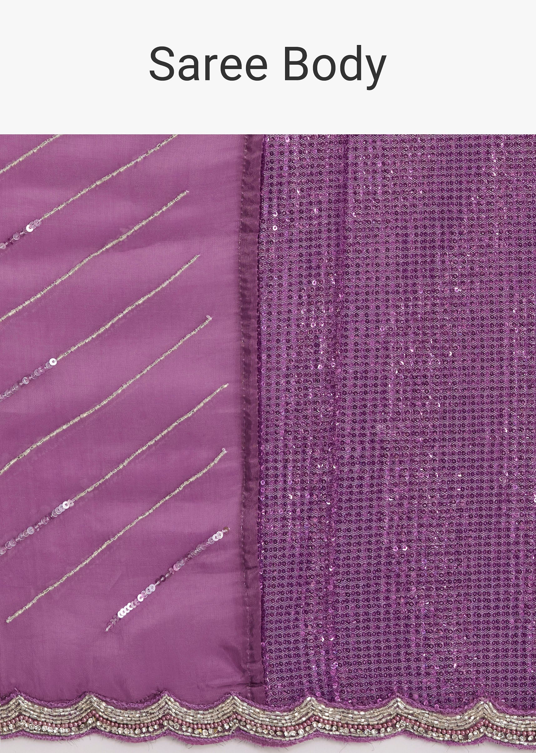 Violet Ombre Sequins Saree With Scallop Border