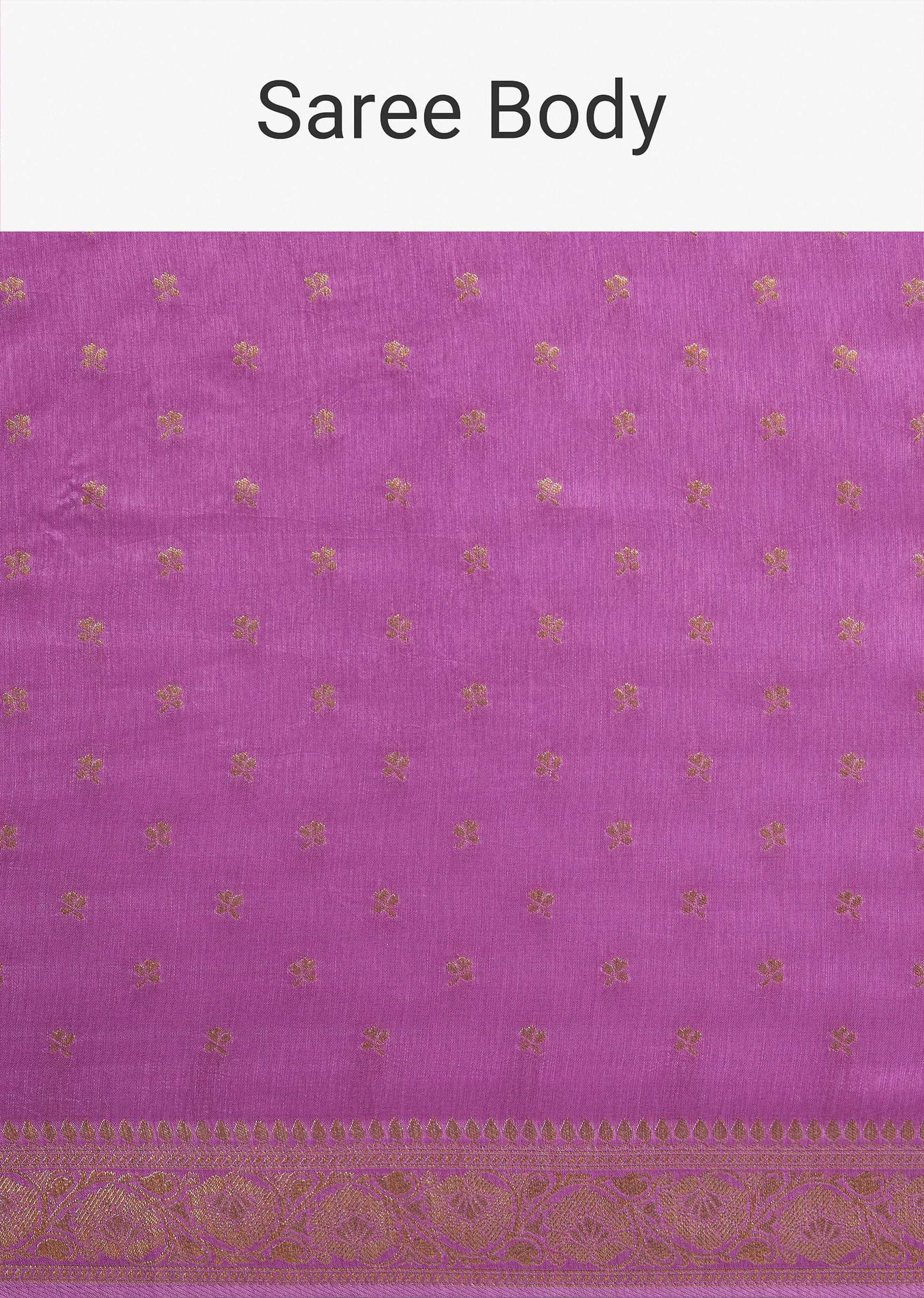 Violet Tissue Silk Saree With Butti Work And Chanderi Zari Border