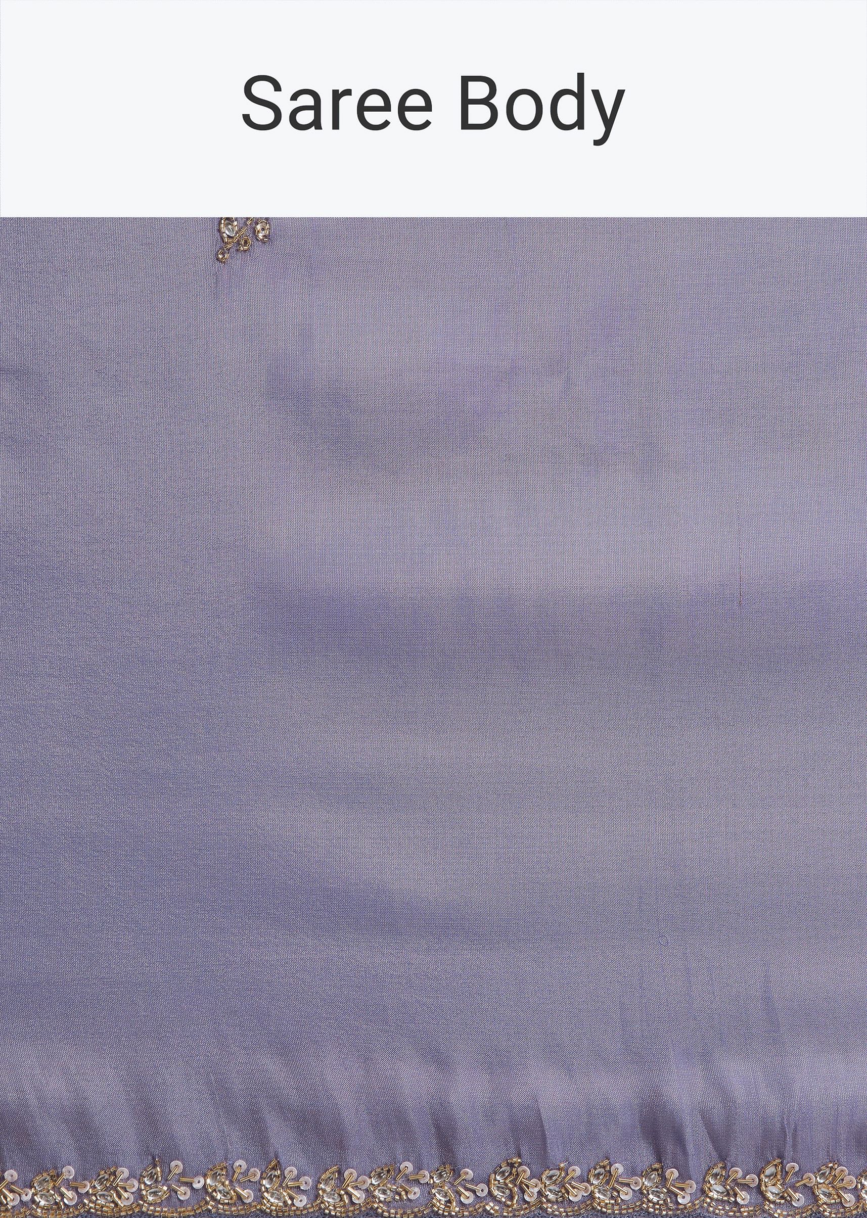 Violet Tissue Silk Saree With Cutdana And Sequin Embroidered Border